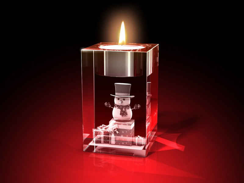 GLASFOTO.COM Teelichthalter Adventsteelichter als 3D-Innengravur in Kristallglas - Made in Germany (1 Stück)
