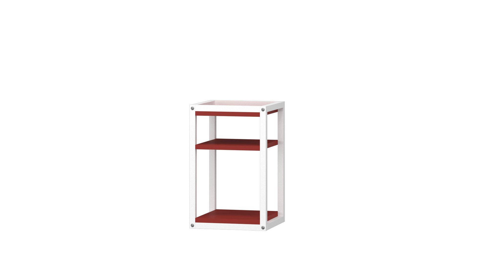 Siblo Nachttisch Moderner Nachttisch Nika C mit farbigen Regalen Weiß/Rot