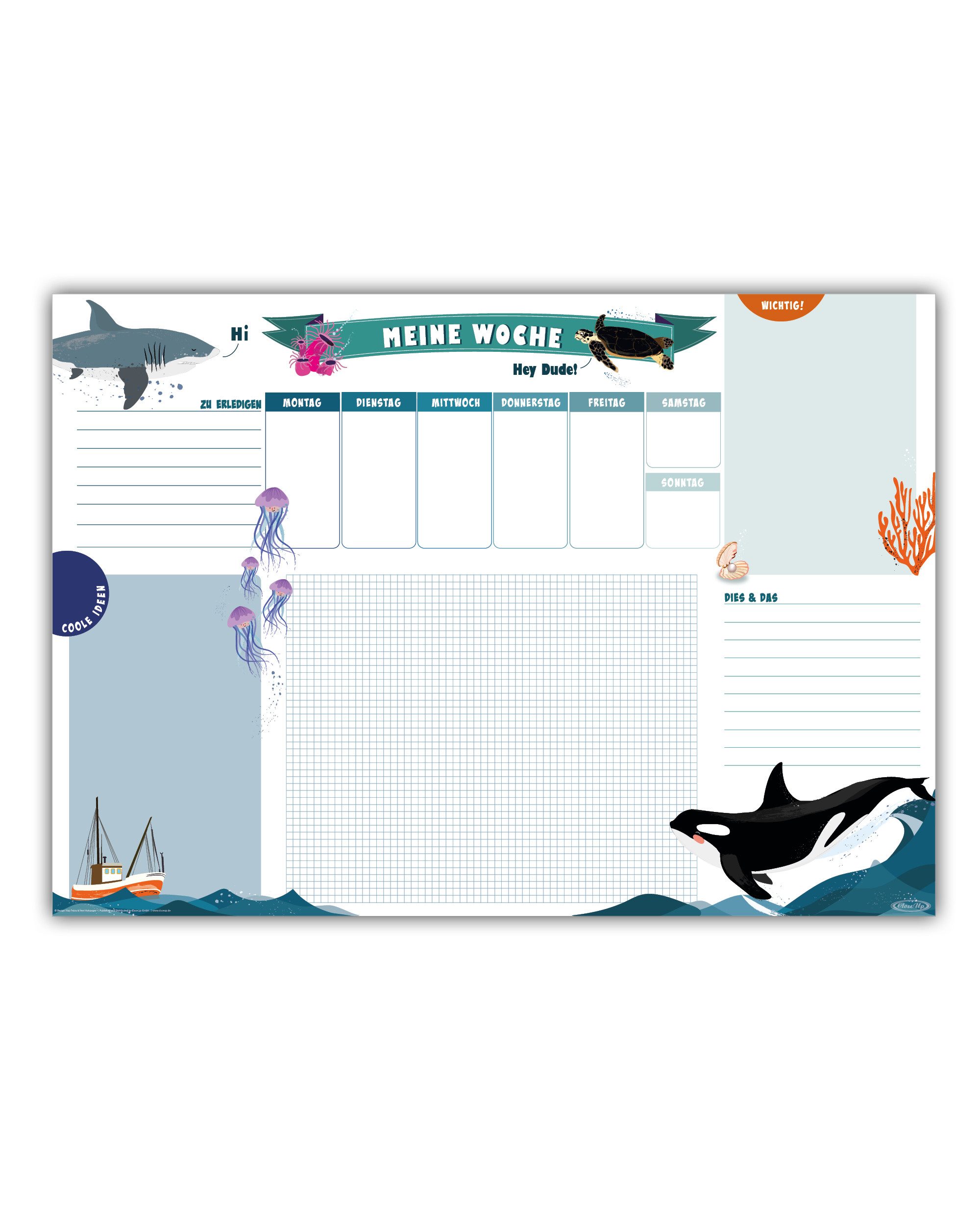 Close Up Schreibgeräteetui Unterwasserwelt Schreibtisch unterlage zum Abreißen