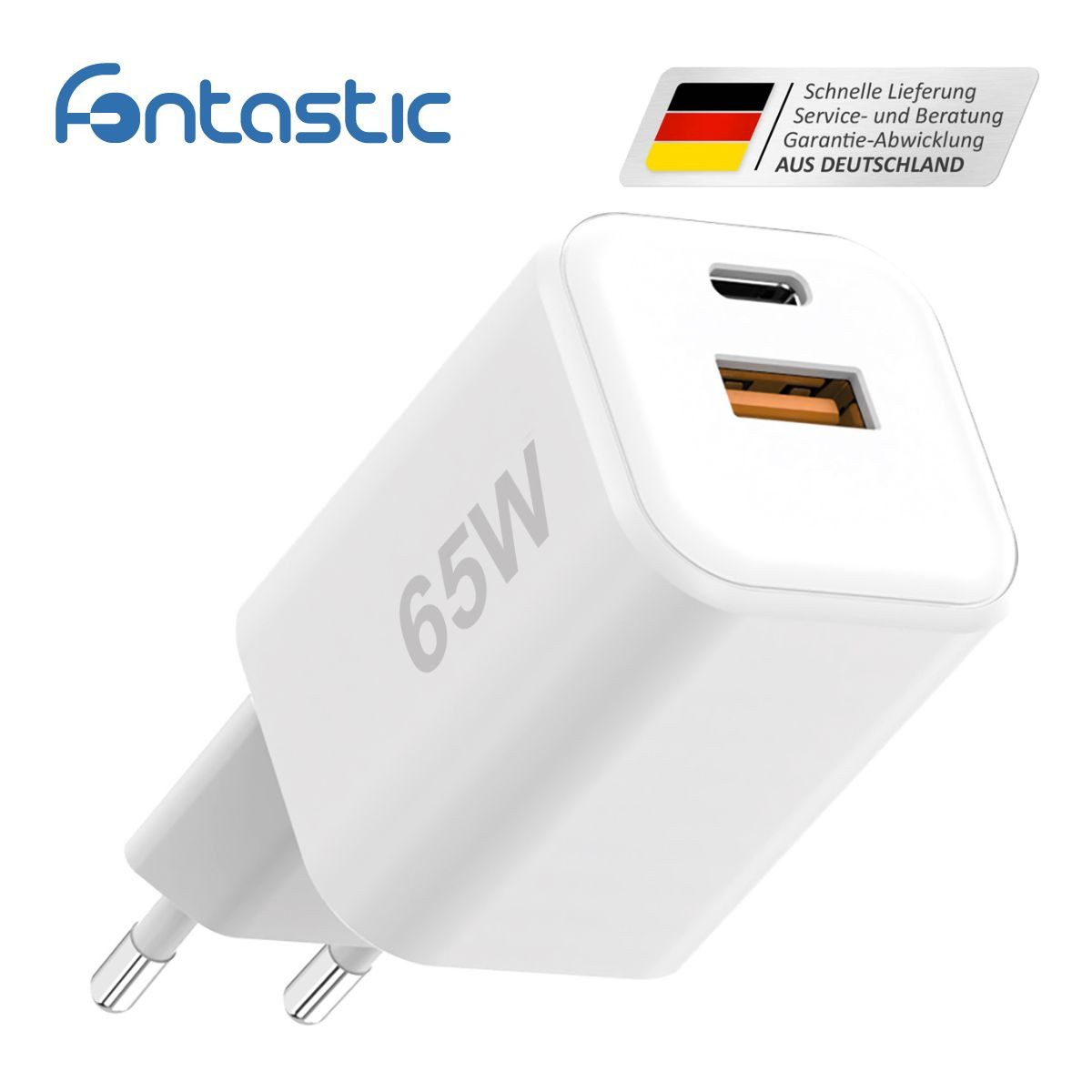 fontastic MINI GaNto 65W WS Schnelladegerät USB-A / USB-C USB-Ladegerät