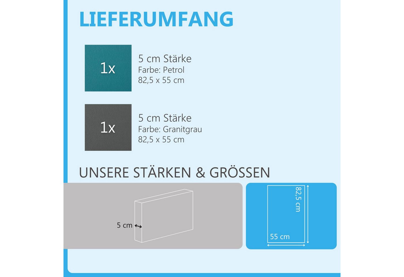Thumbnail - platino24 Akustikplatte 2er Set Rechtecke aus Basotect ® G+ mit Akustikfilz 825x550x50mm