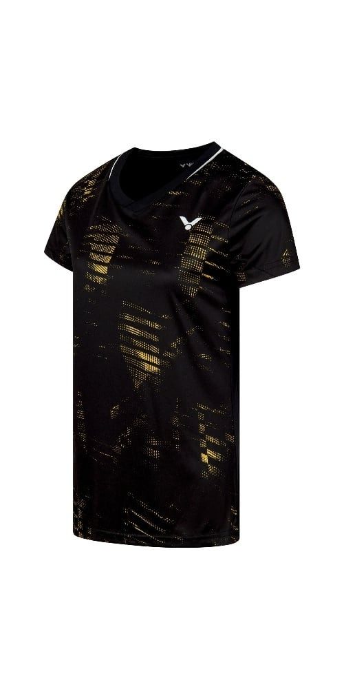 VICTOR T-Shirt Sport-Shirt T-54102 C (100% Polyester) schwarz/gelb Damen