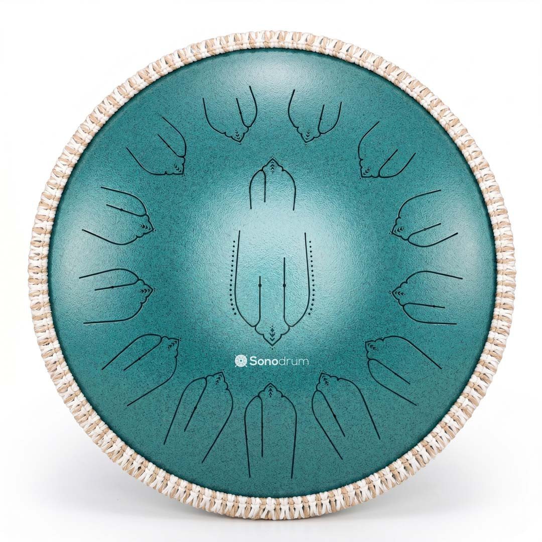 Sonodrum Steel Tongue Drum Zungentrommel "Meditation" mit Pickup & Holzkörper, 15 Töne C-Dur