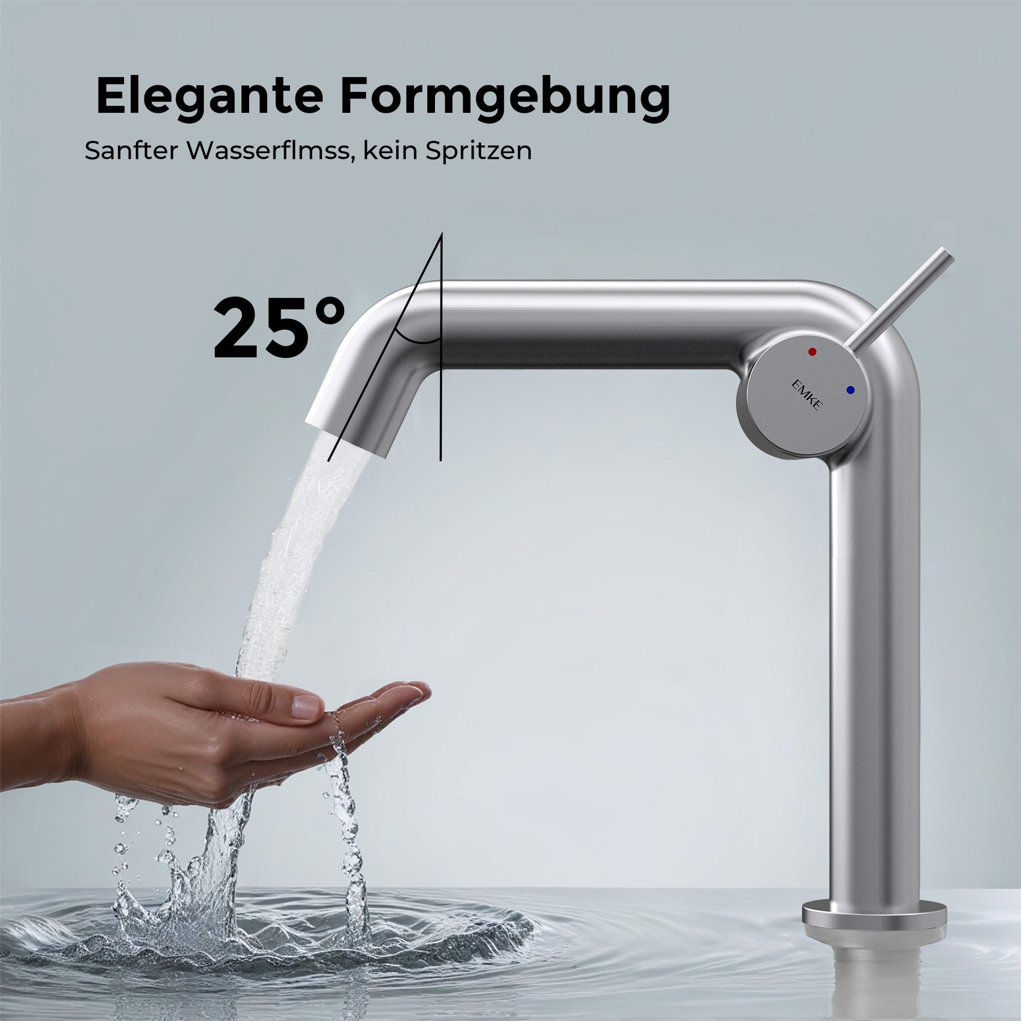 EMKE Waschtischarmatur Wasserhahn Bad mit Luftsprudler Küchenarmatur Mischbatterie-Armatur (Badezimmer armaturen, Waschbeckenhahn, Schwarz)