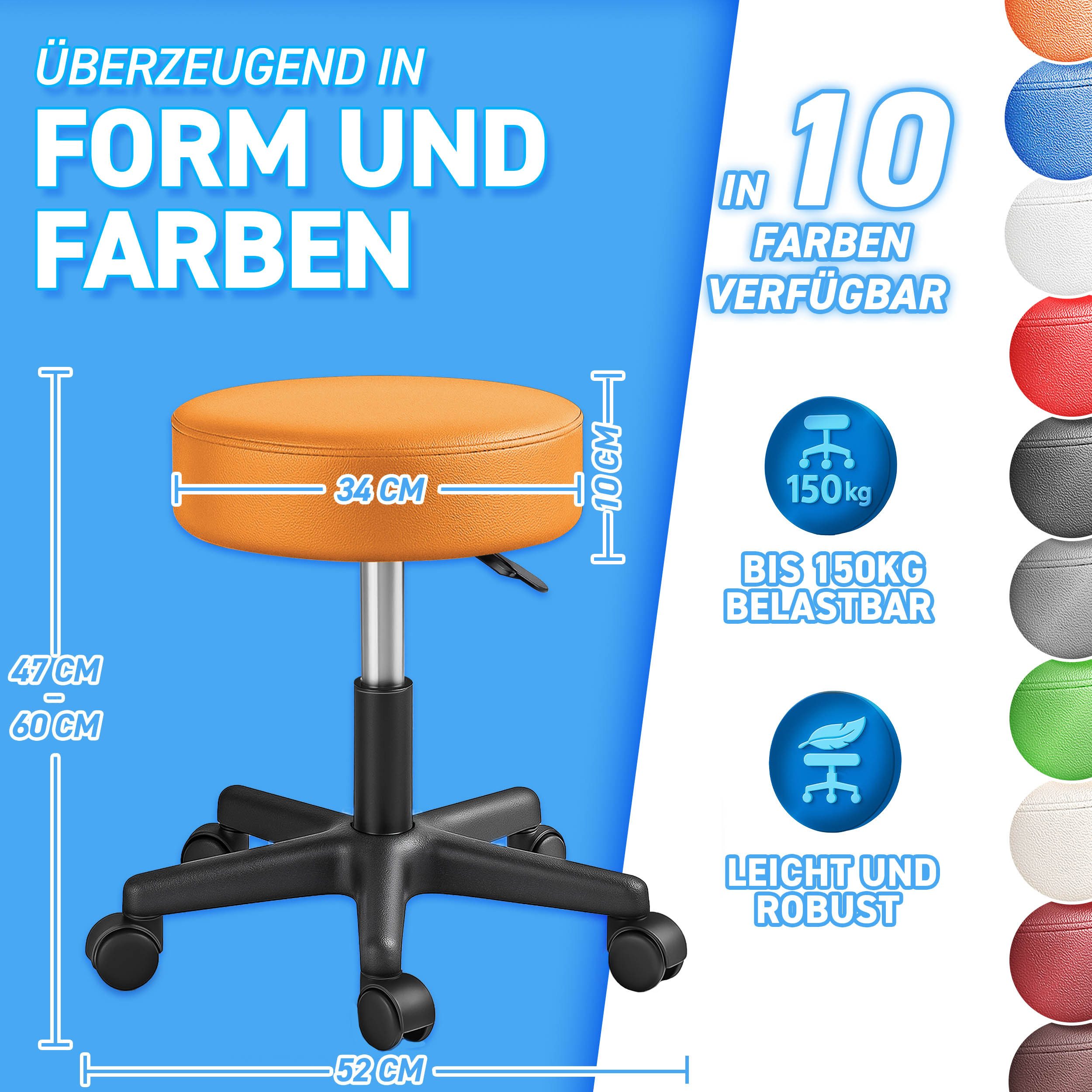 TRESKO Drehhocker Rollhocker höhenverstellbar, 10 cm Dicke Polsterung, Arbe günstig online kaufen