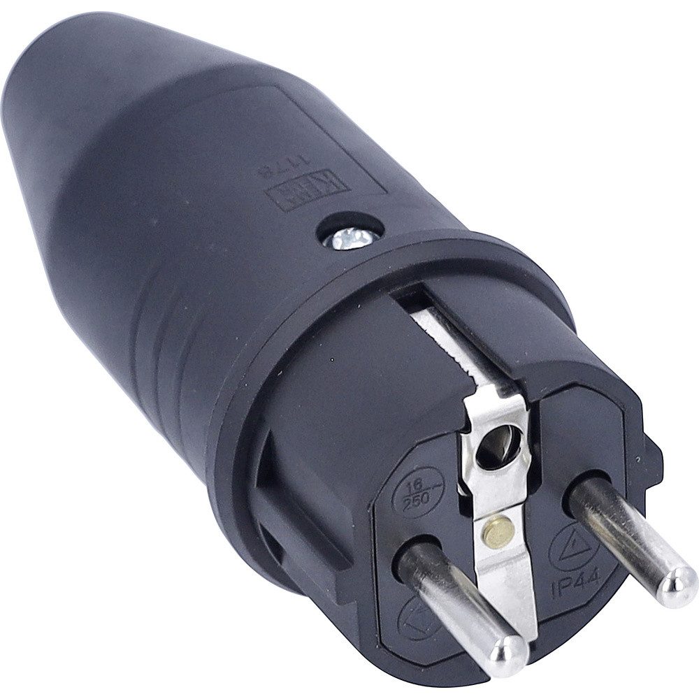as - Schwabe AS Schwabe 61412 Schutzkontaktstecker Vollgummi 230 V Schwarz IP44 Steckernetzteil