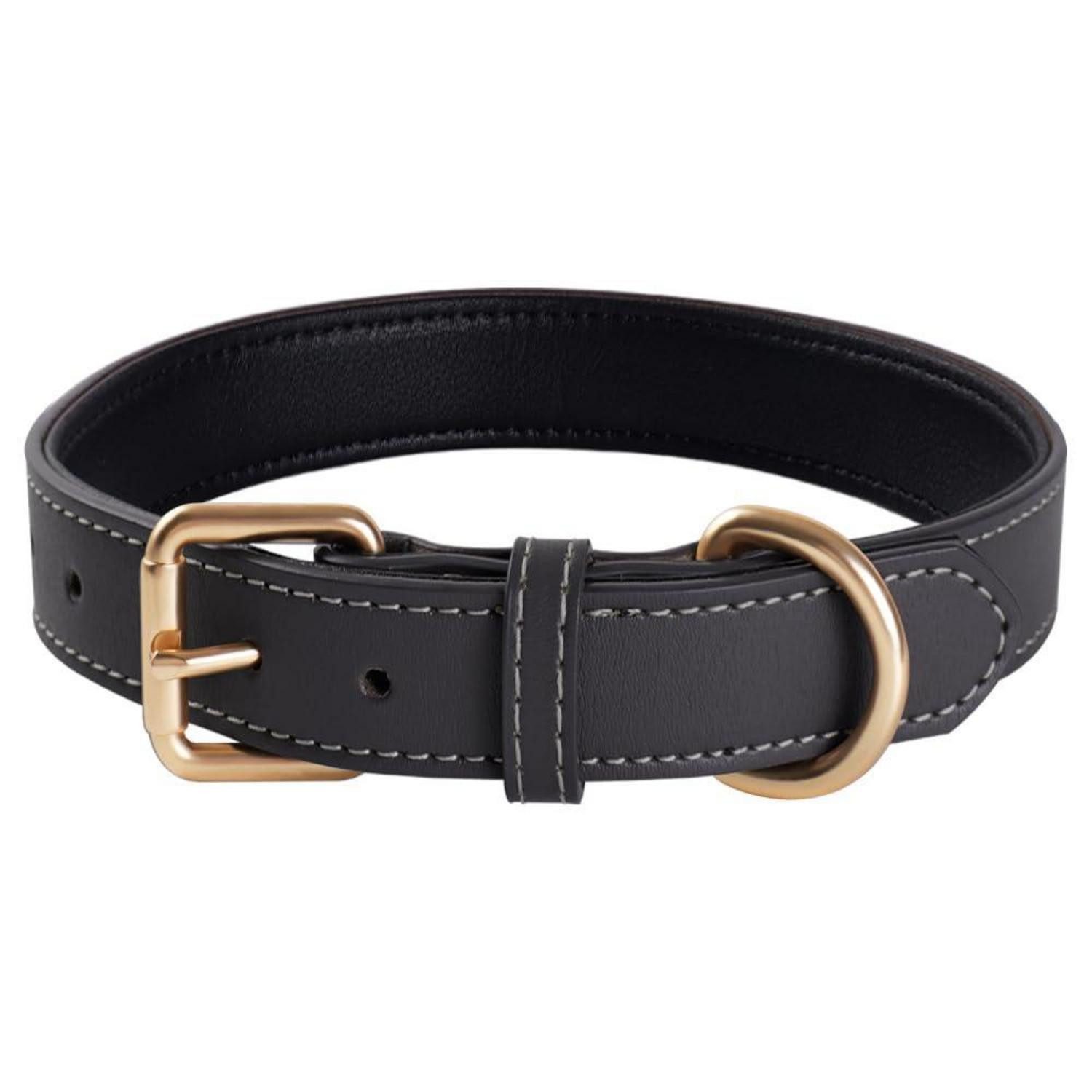LuxusKollektion Hunde-Halsband Hundehalsband Leder Grau M