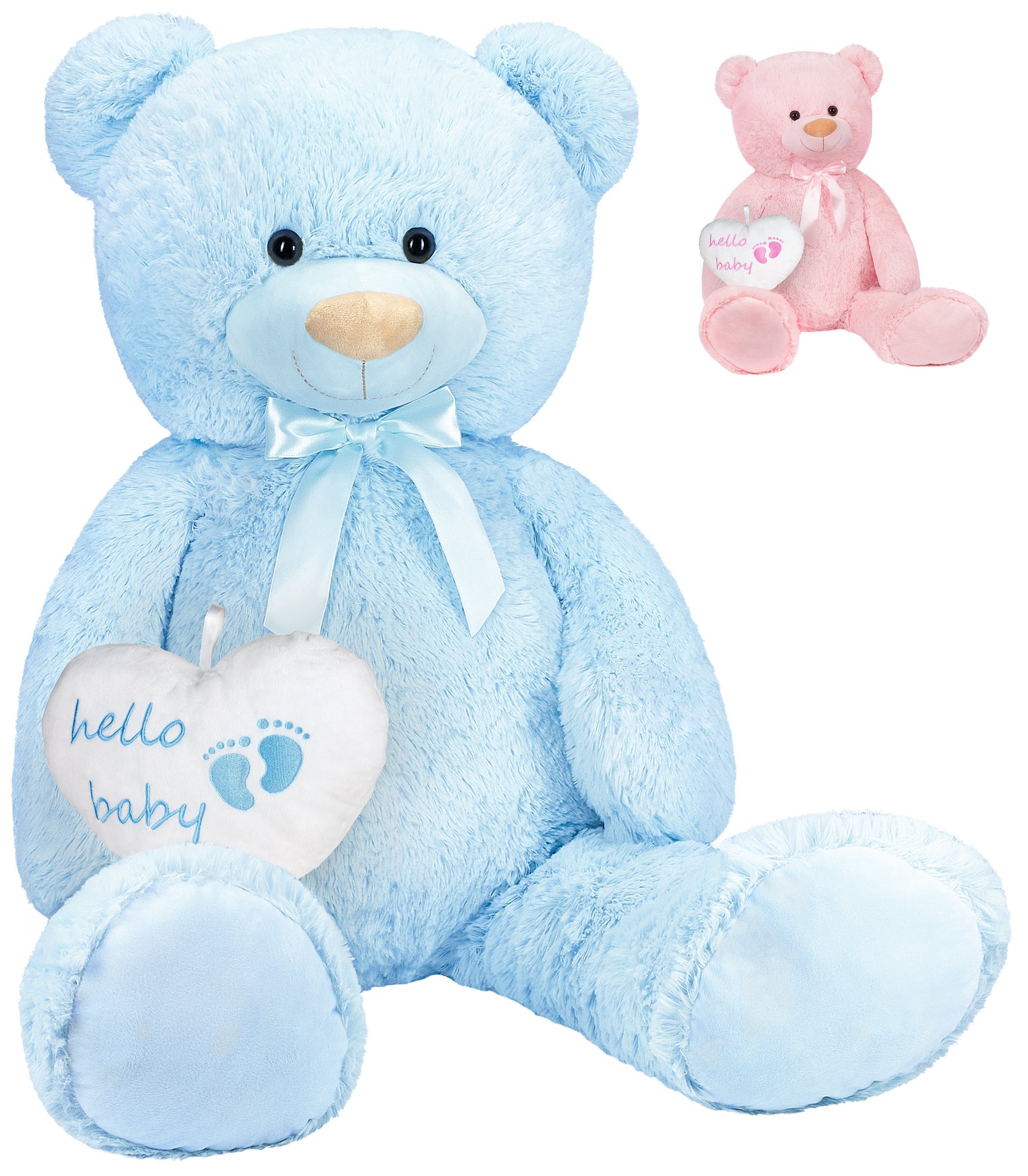 BRUBAKER Kuscheltier XXL Teddybär 100 cm groß mit Hello Baby Herz (1-St), g günstig online kaufen