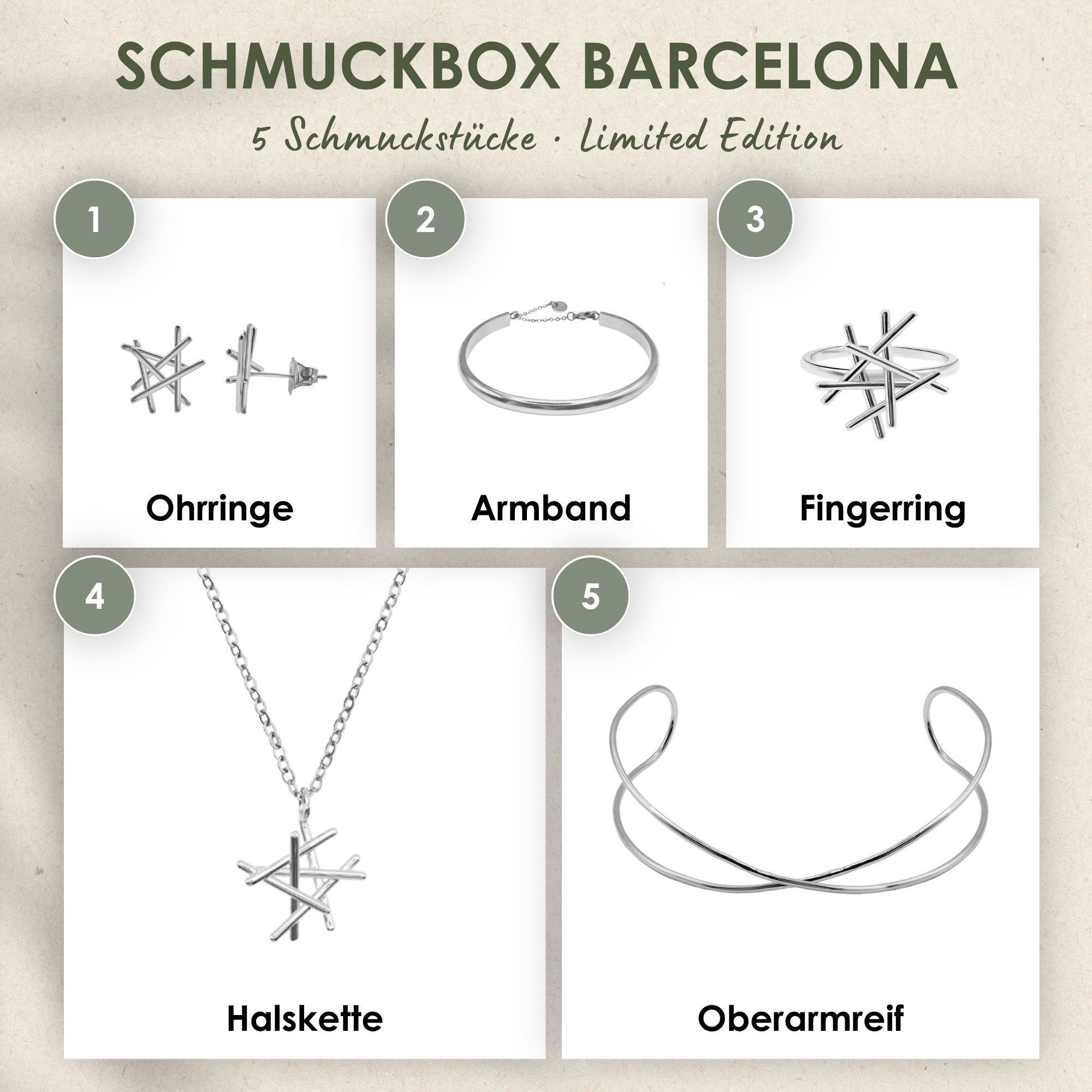 Heideman Schmuck-Adventskalender Summerbox Barcelona silberfarben, Schmuckset mehrteilig Schmuck für Frauen - 5 Schmuckstücke