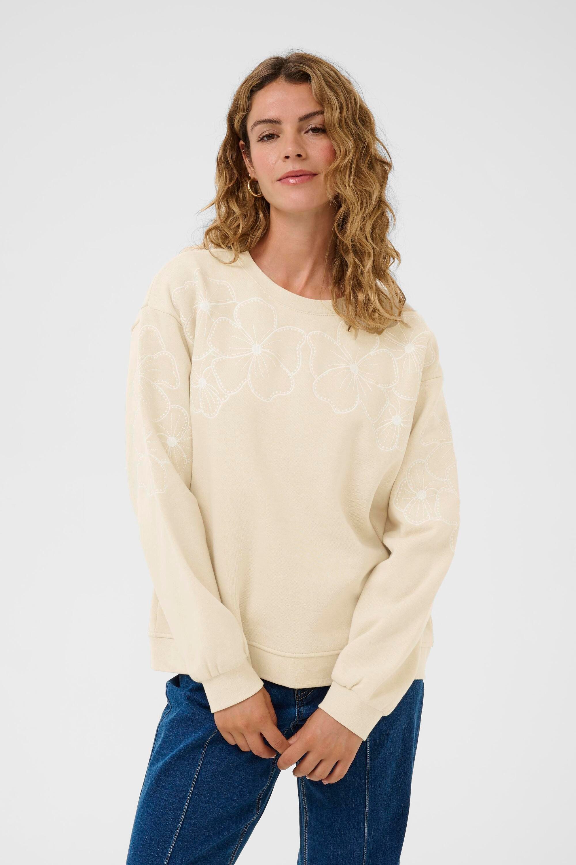 Cream Fleecepullover Sweatshirt CRDaria