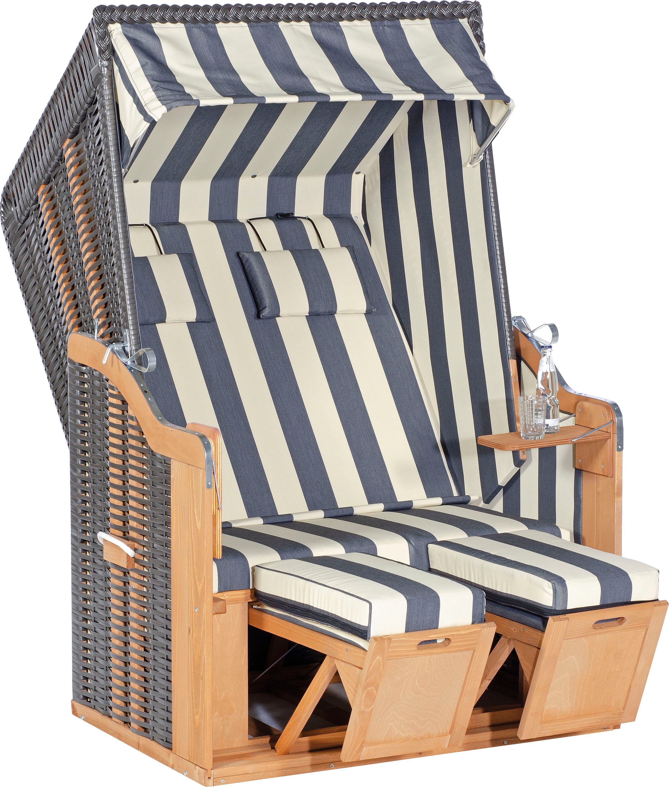 SunnySmart Strandkorb Rustikal 50 Plus, TOPSELLER!, BxTxH: 120x80x160 cm, Halblieger, (OTTOs Choice), 2-Sitzer, komplett montiert