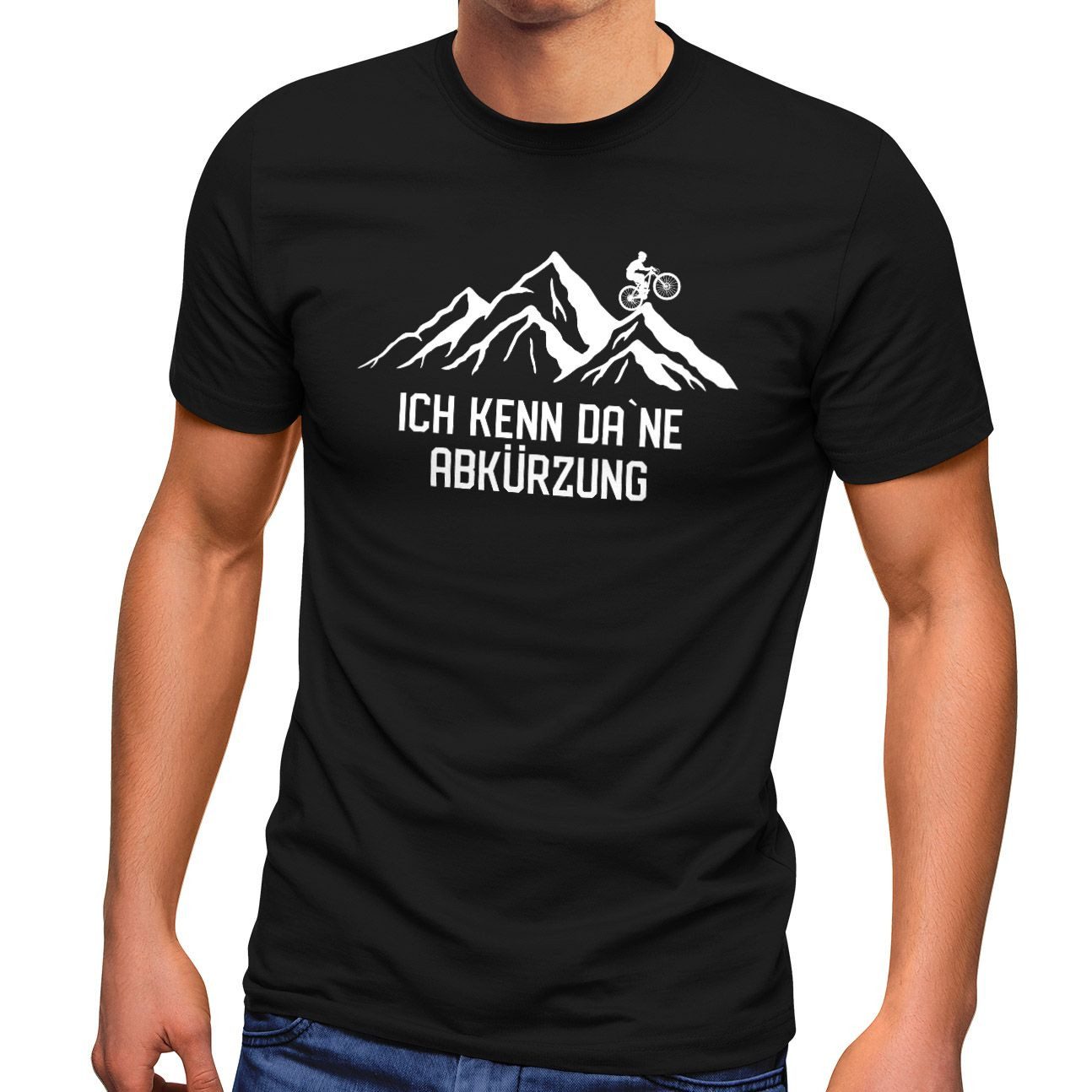 Print-Shirt Herren T-Shirt Ich kenn da ne Abkürzung Fahrrad Mountainbike MTB