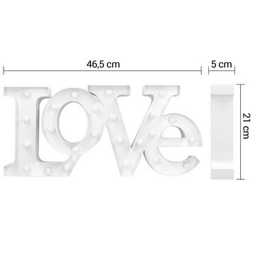 Navaris LED Dekolicht, LED fest integriert, LED Schriftzug LOVE Dekoleuchte - 46,5 x 21 x 5cm - Metall Leuchtbuchstaben batteriebetrieben - Retro Aufsteller LED-Dekolampe