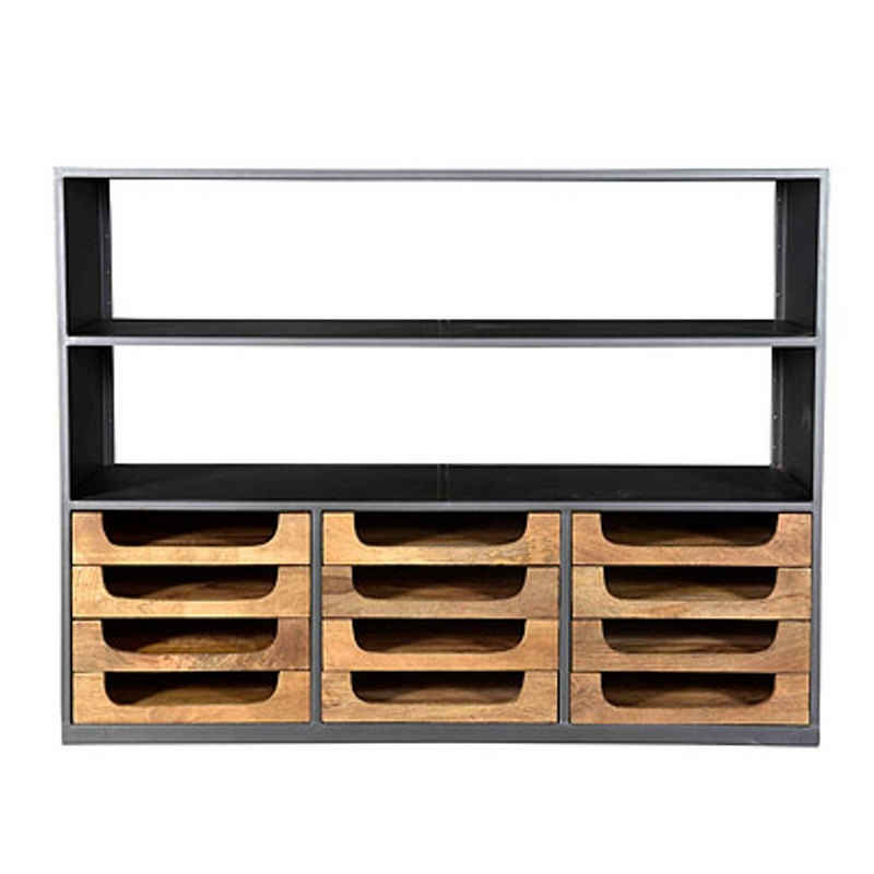 Casa Padrino Buffet Designer Buffetschrank mit Schubladen Natur / Graubraun 145 x 46 x 112 cm - Hotel Möbel