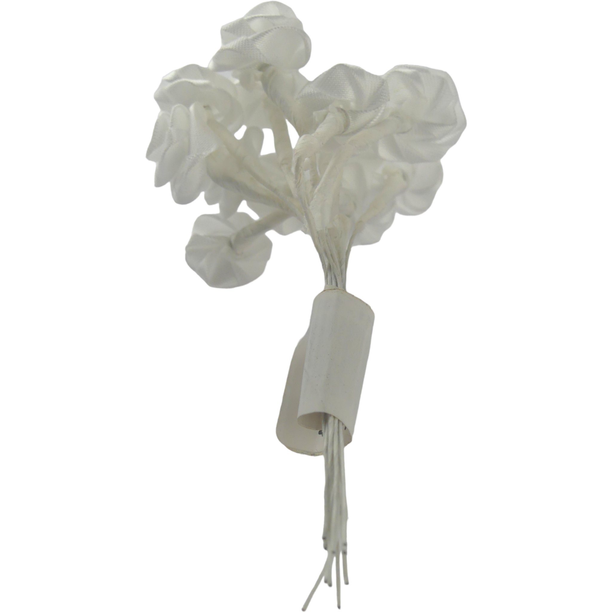 15mm, Kunstblume 36 Weiß am Bastelbedarf Draht Diorröschen St., DekoTown Satin