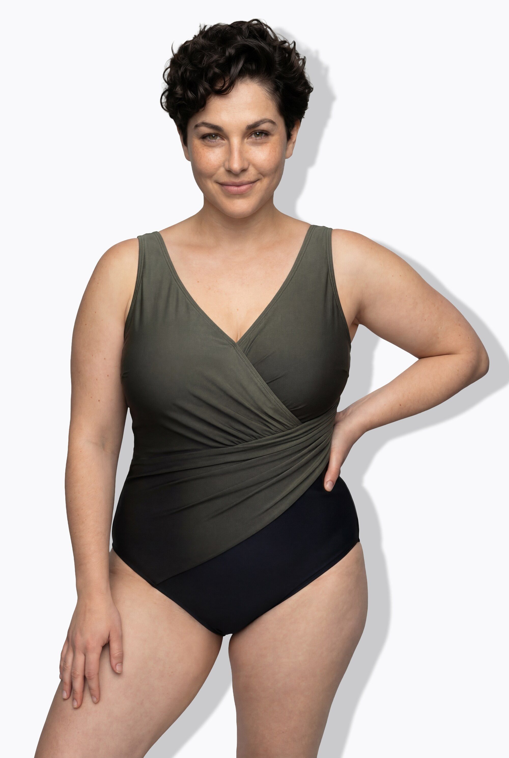 Ulla Popken Badeanzug Badeanzug Farbverlauf Drapierung Softschalen