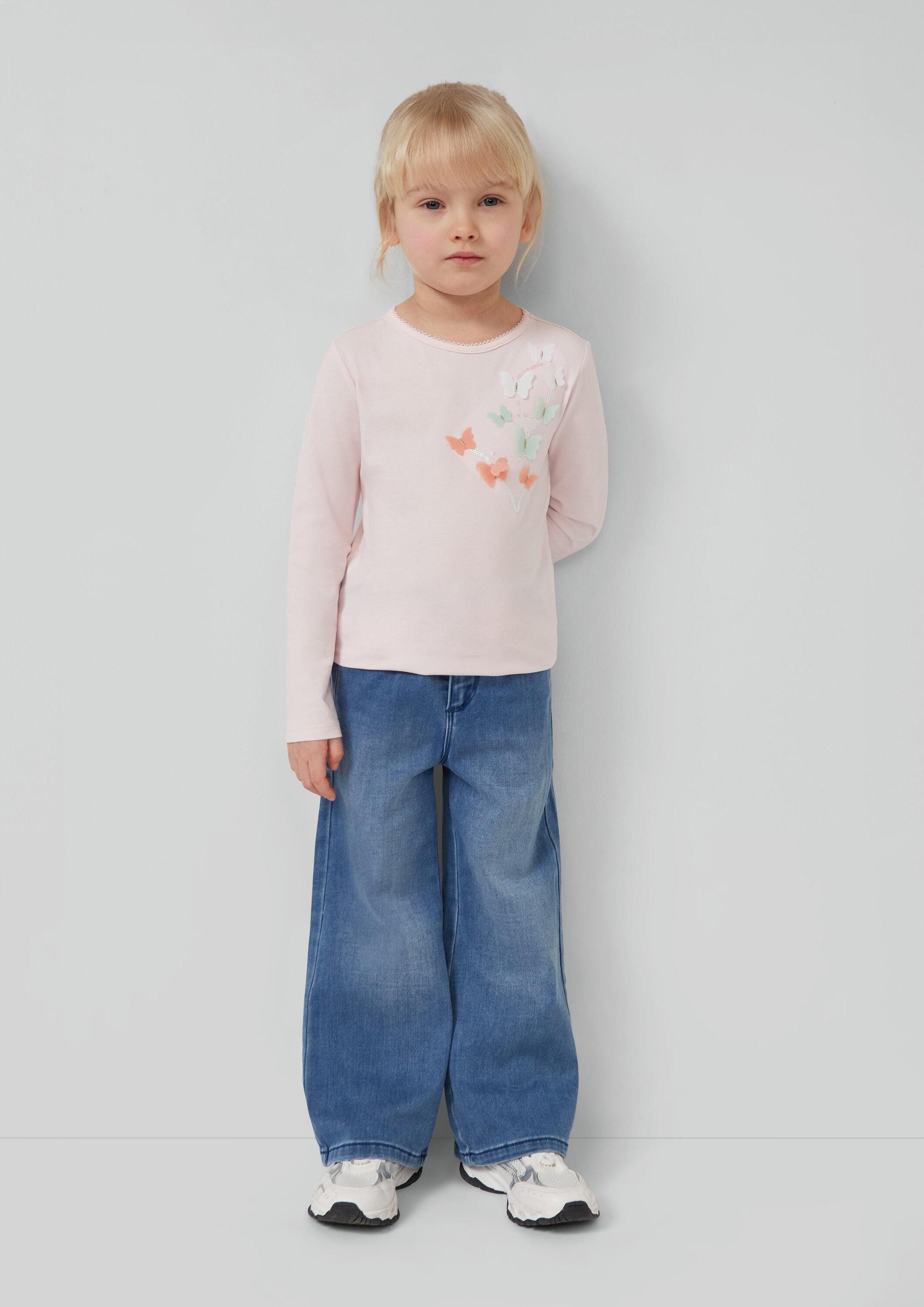 s.Oliver Langarmshirt T-Shirt Longsleeve mit Pailletten und Applikation