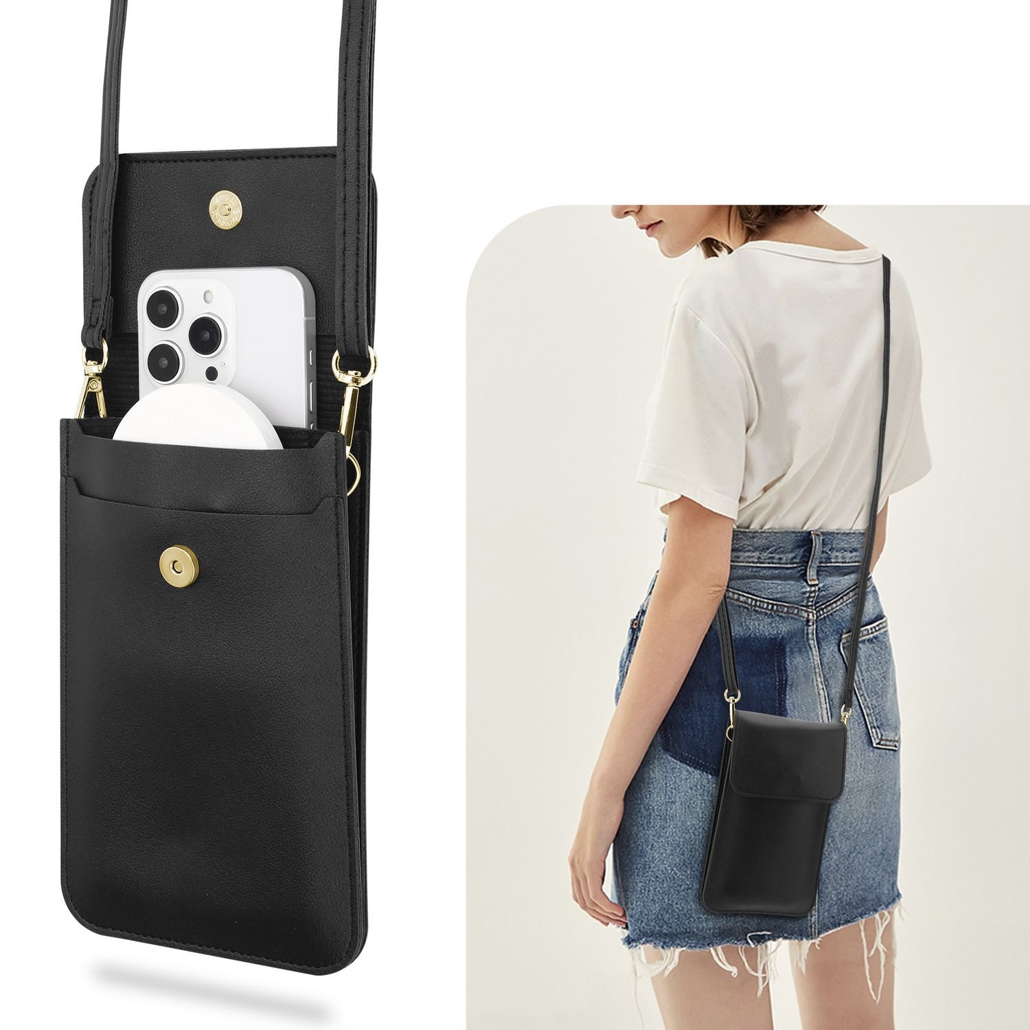 Cadorabo Handytasche für Smartphones bis Displaygröße 7 Zoll (1-tlg), Handytasche Universal bis 7 Zoll Umhängetasche Hülle mit Sichtfenster – Bild 5 von 5