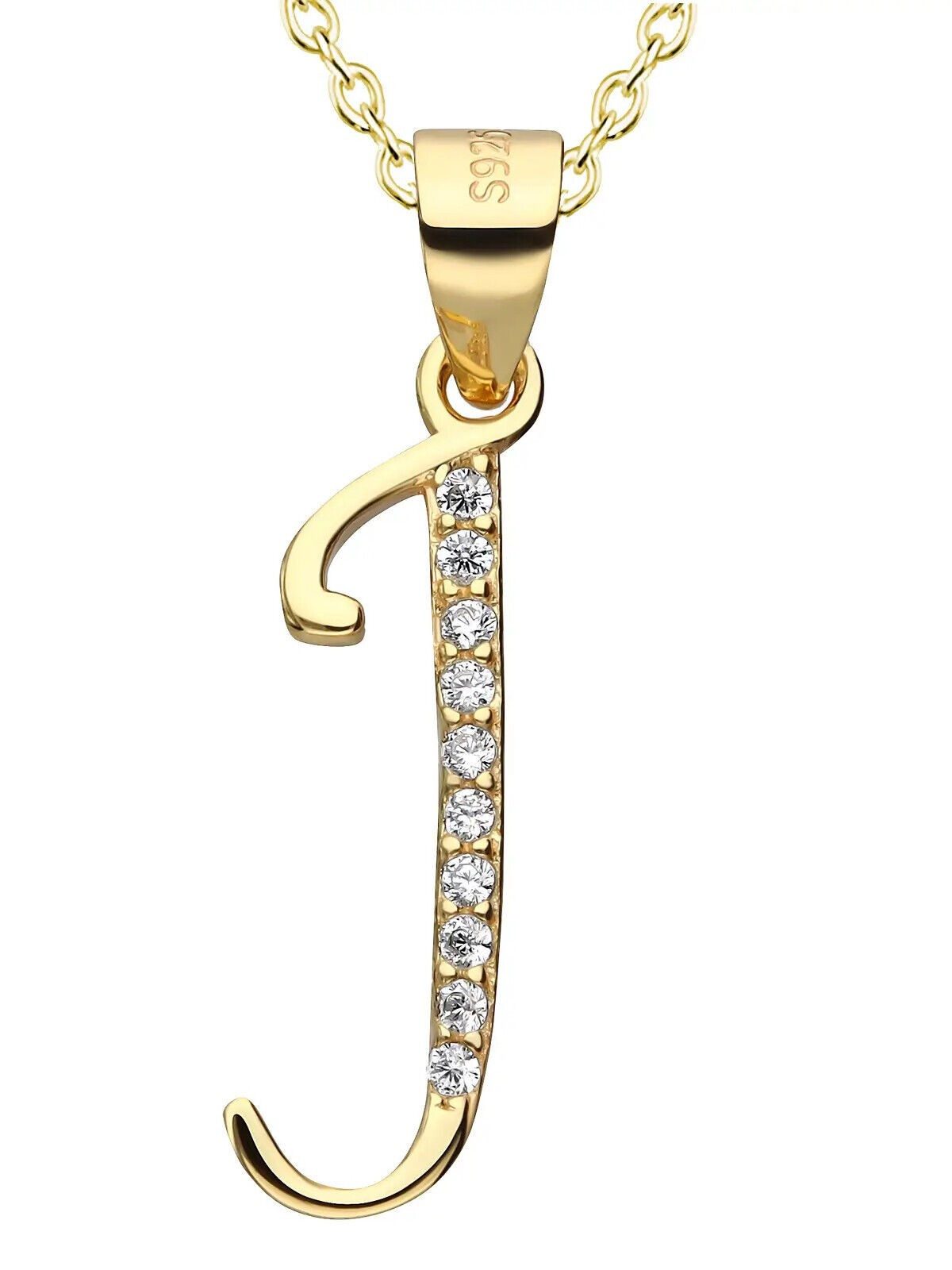 AMERITA Kette mit Anhänger Buchstabe J goldene Halskette Buchstabenkette echt 925 Sterling Silber