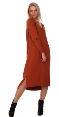 Charis Moda Strickkleid Wohlfühlkleid einfarbig mit Gehschlitz im Oversize Look
