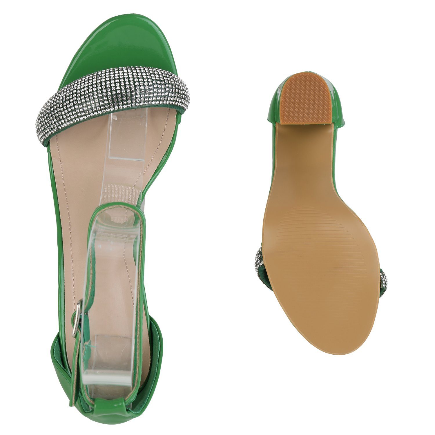 Bequeme Schuhe High-Heel-Sandalette VAN Lack HILL Grün 839907