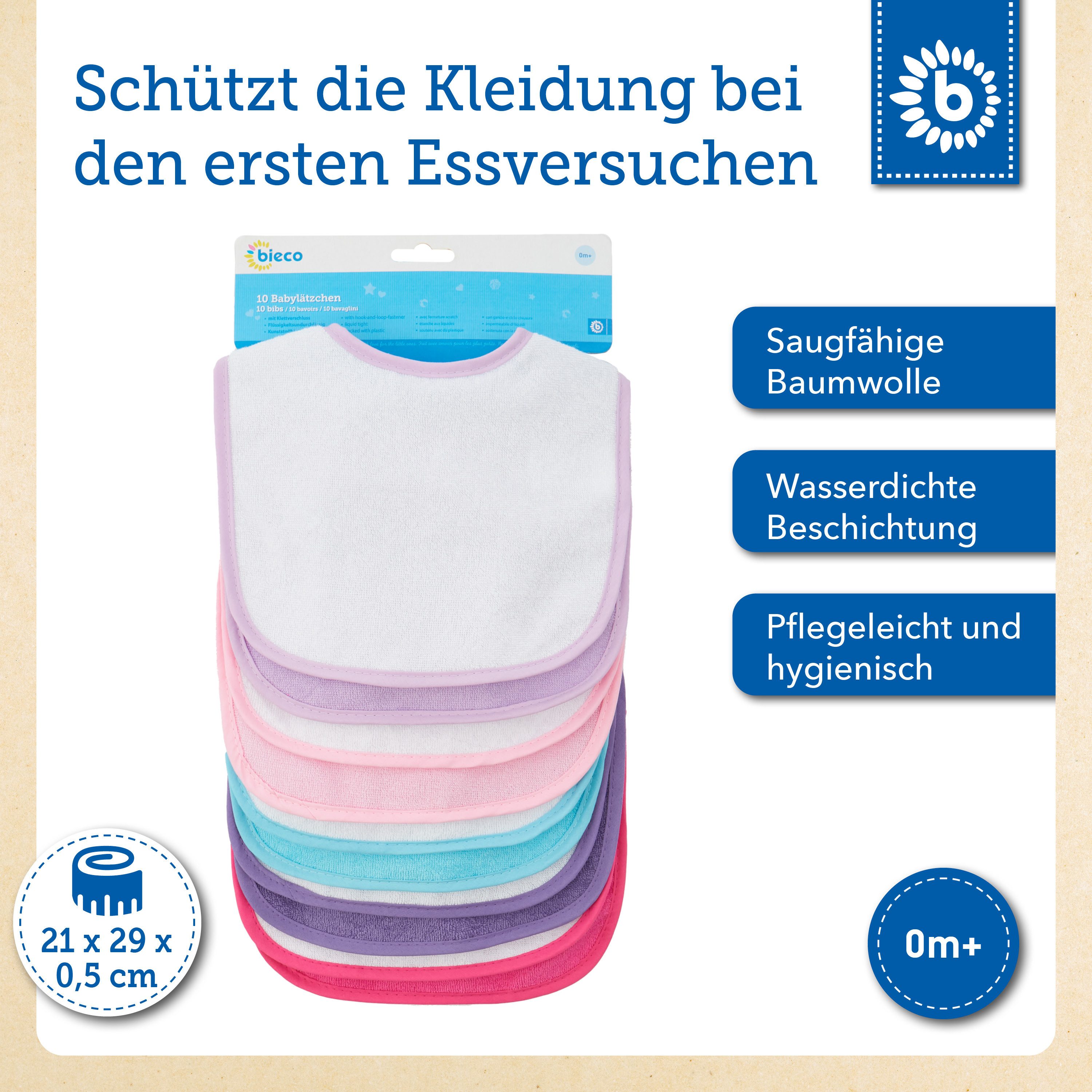 BIECO Lätzchen Bieco Baby Lätzchen 10er Pack Baby Lätzchen Wasserdicht Schlabberlatz