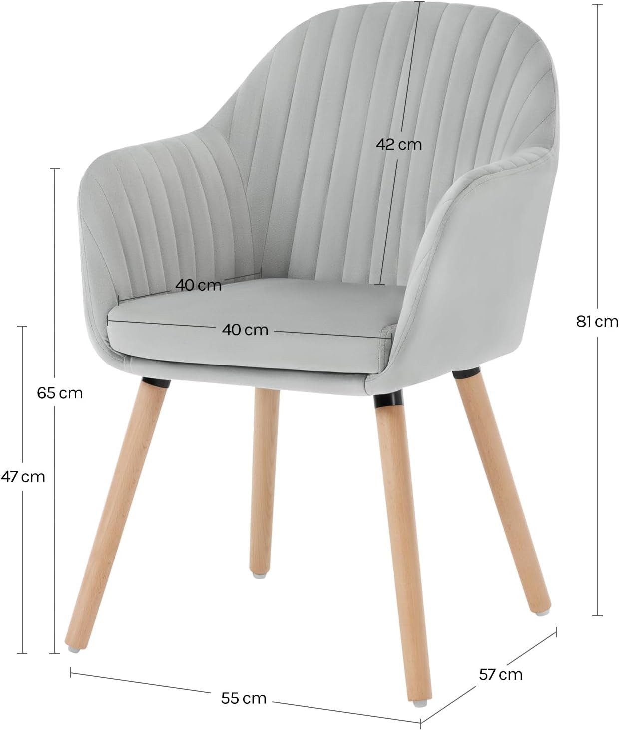 Woltu Esszimmerstuhl (4 St), Küchenstuhl, mit Armlehne Samt Massivholz