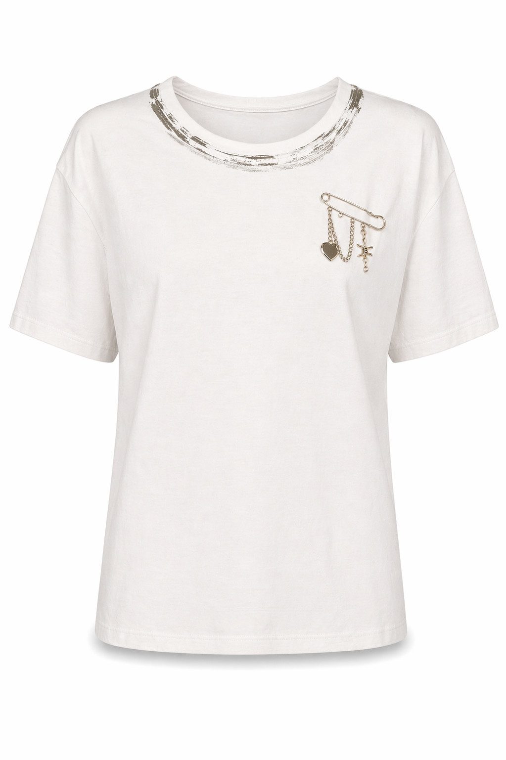 Freeman T. Porter Kurzarmshirt Tissalia Foil Damen T-Shirt - Oversized Shirt - T-Shirt Damen weiß