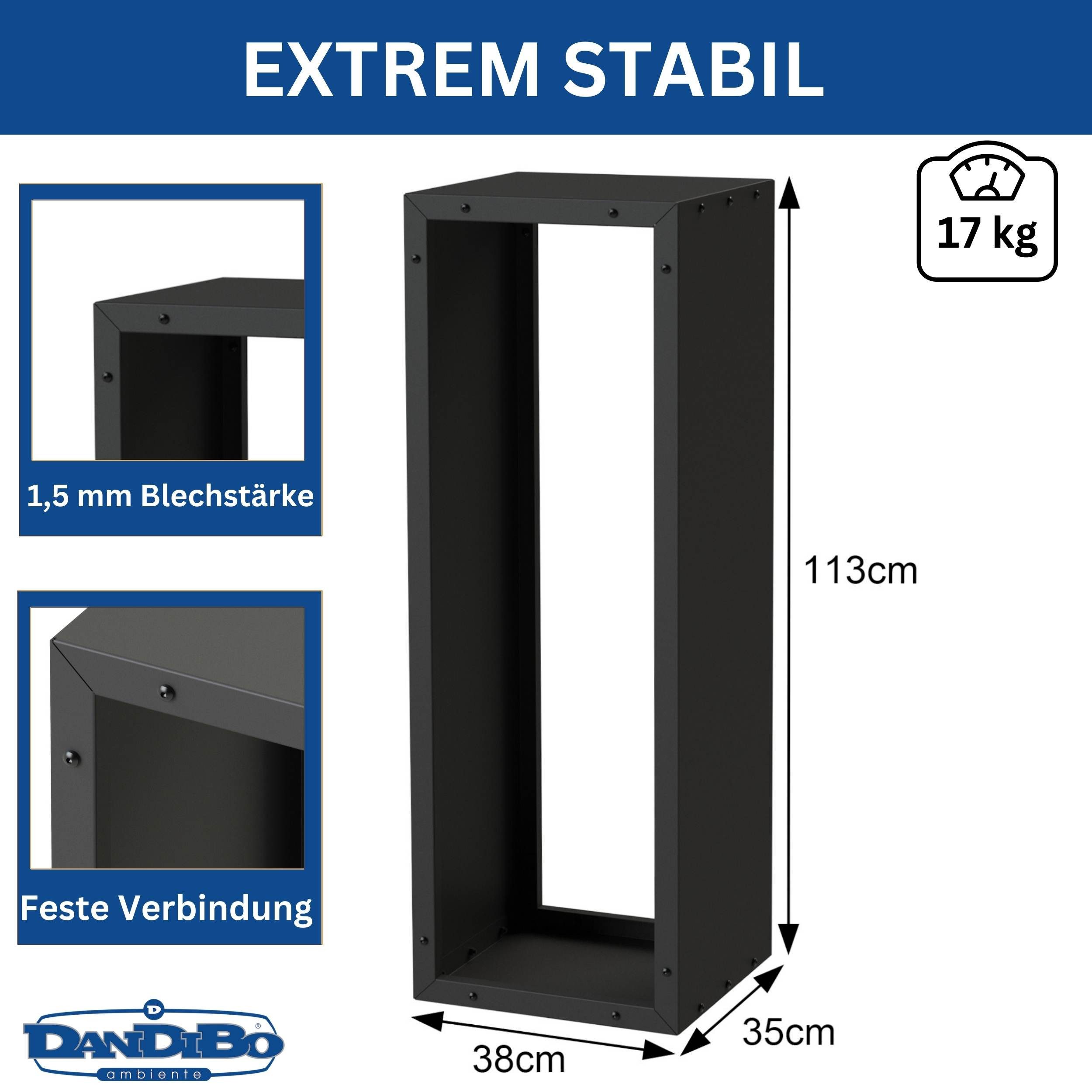 DanDiBo Kaminholzregal Innen mit Ablage Metall günstig online kaufen