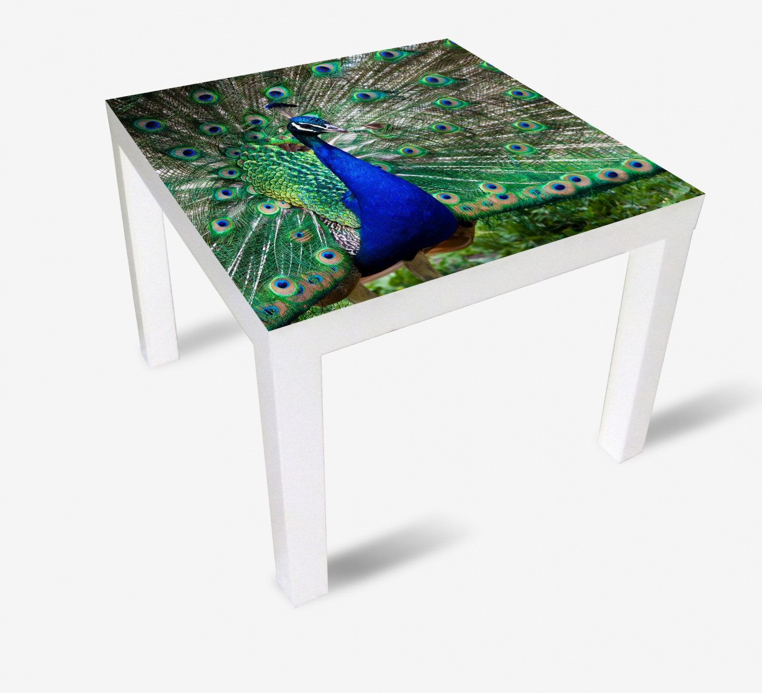 Wallario Tischplatte Farbenprächtiger Pfau (1 St), für Ikea Lack Tisch geeignet