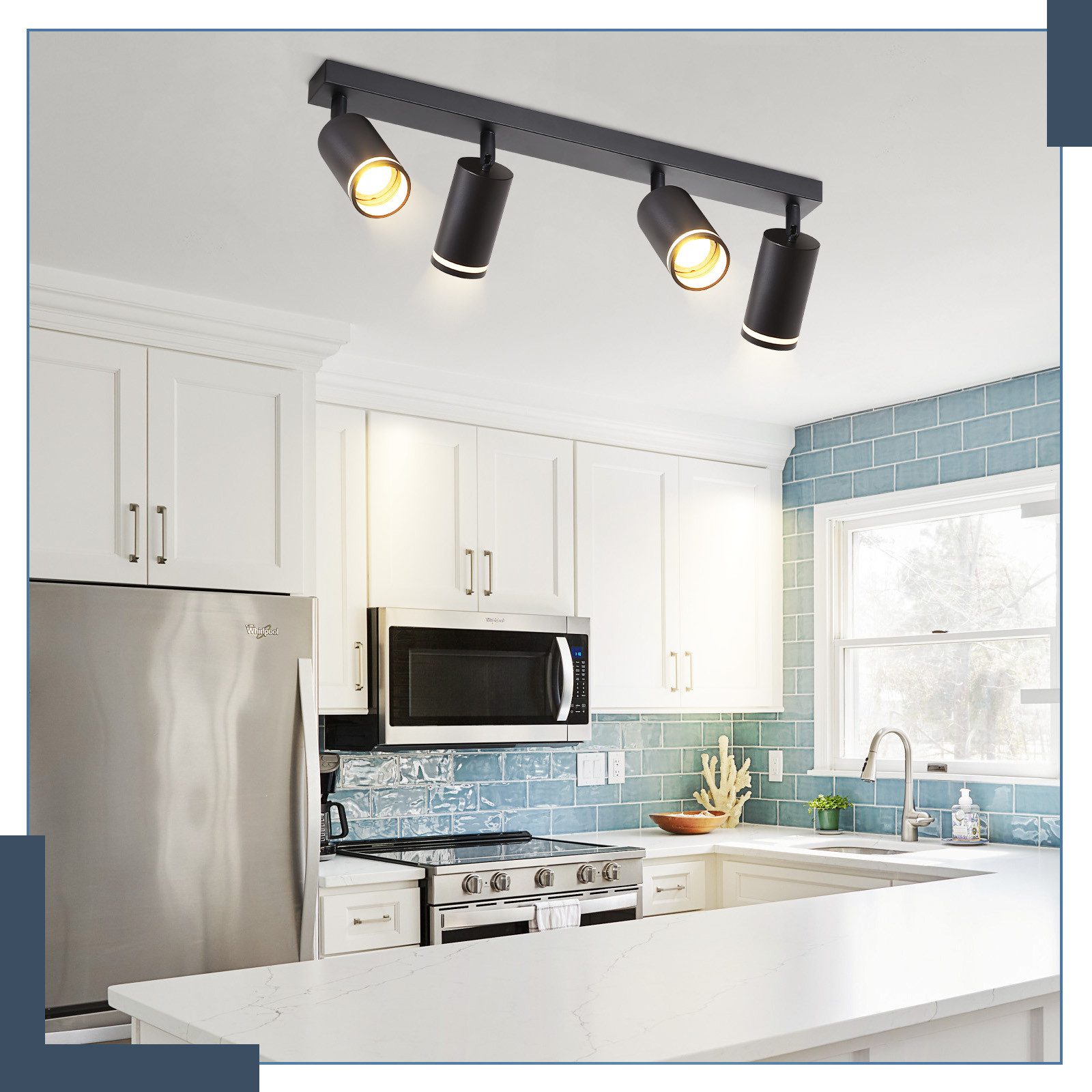 ZMH Deckenstrahler 4 Flammig Schwarz/Weiß Deckenlampe günstig online kaufen