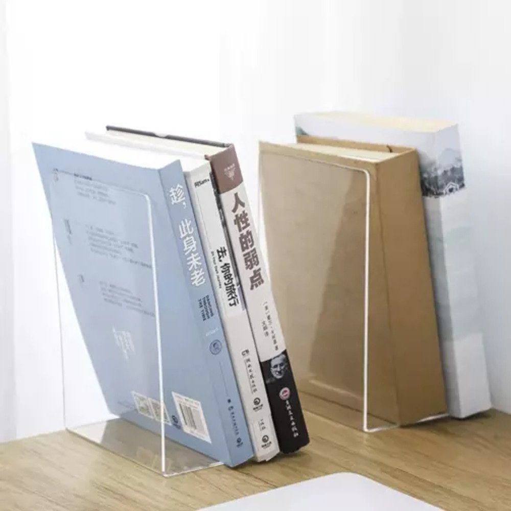 ISO TRADE Buchstütze Buchstütze 6er Set (Bücherhalter Organisator Regal, 6 St., Glasklares Acryl möbelschonend), Buchstütze aus Acryl