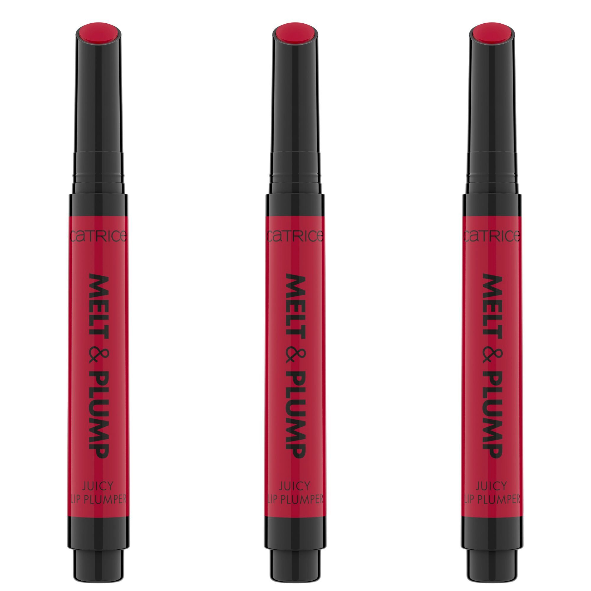 Catrice Lippenbalsam Melt & Plump Juicy Lip Plumper, 3-tlg., Sorgt für Glanz und Volumen, weiche Textur, kühlend durch Menthol.