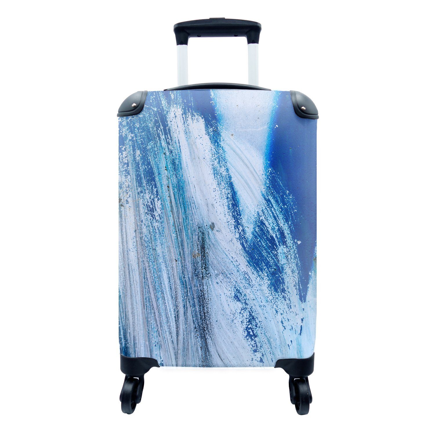 MuchoWow Handgepäckkoffer Ein Gemälde einer blauen Eruption, 4 Rollen, Reisetasche mit rollen, Handgepäck für Ferien, Trolley, Reisekoffer