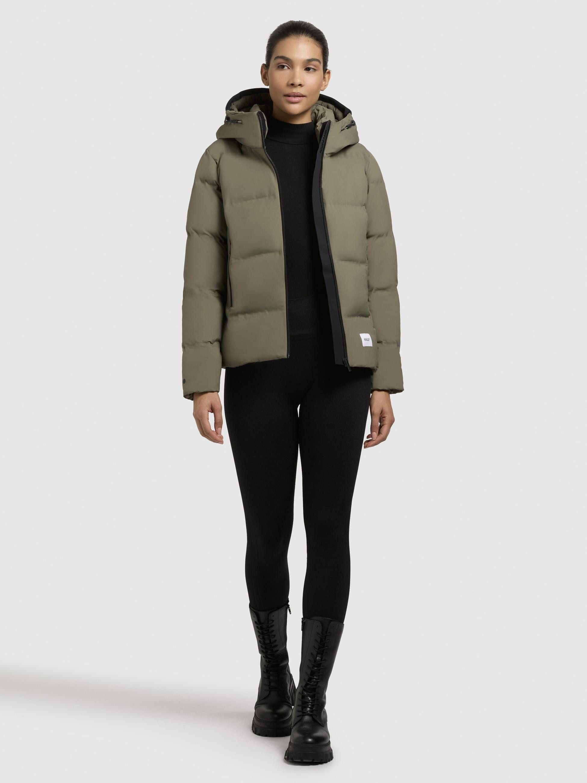 khujo Winterjacke Liev-YM Warme gesteppte Damen Kapuzenjacke