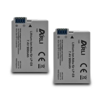 ARLI 2x Akku für Canon LP-E8+ EOS 550D 600D 650D 700D + Smart Dual LCD USB Ladegerät Akku, 100% kompatibel