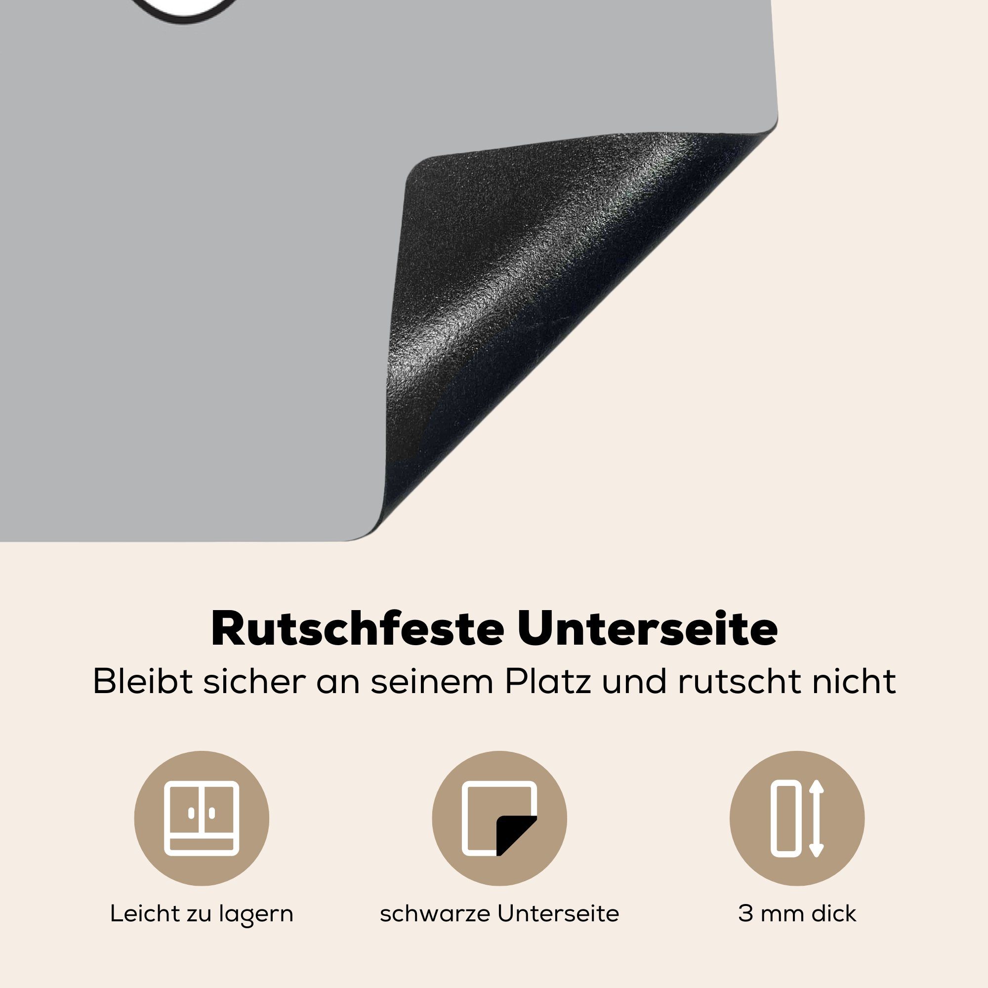 Illustration MuchoWow auf Ceranfeldabdeckung, Trompete grauem 83x51 Vinyl, für cm, küche Arbeitsplatte einer tlg), (1 Schwarz-weiße Hintergrund, Herdblende-/Abdeckplatte