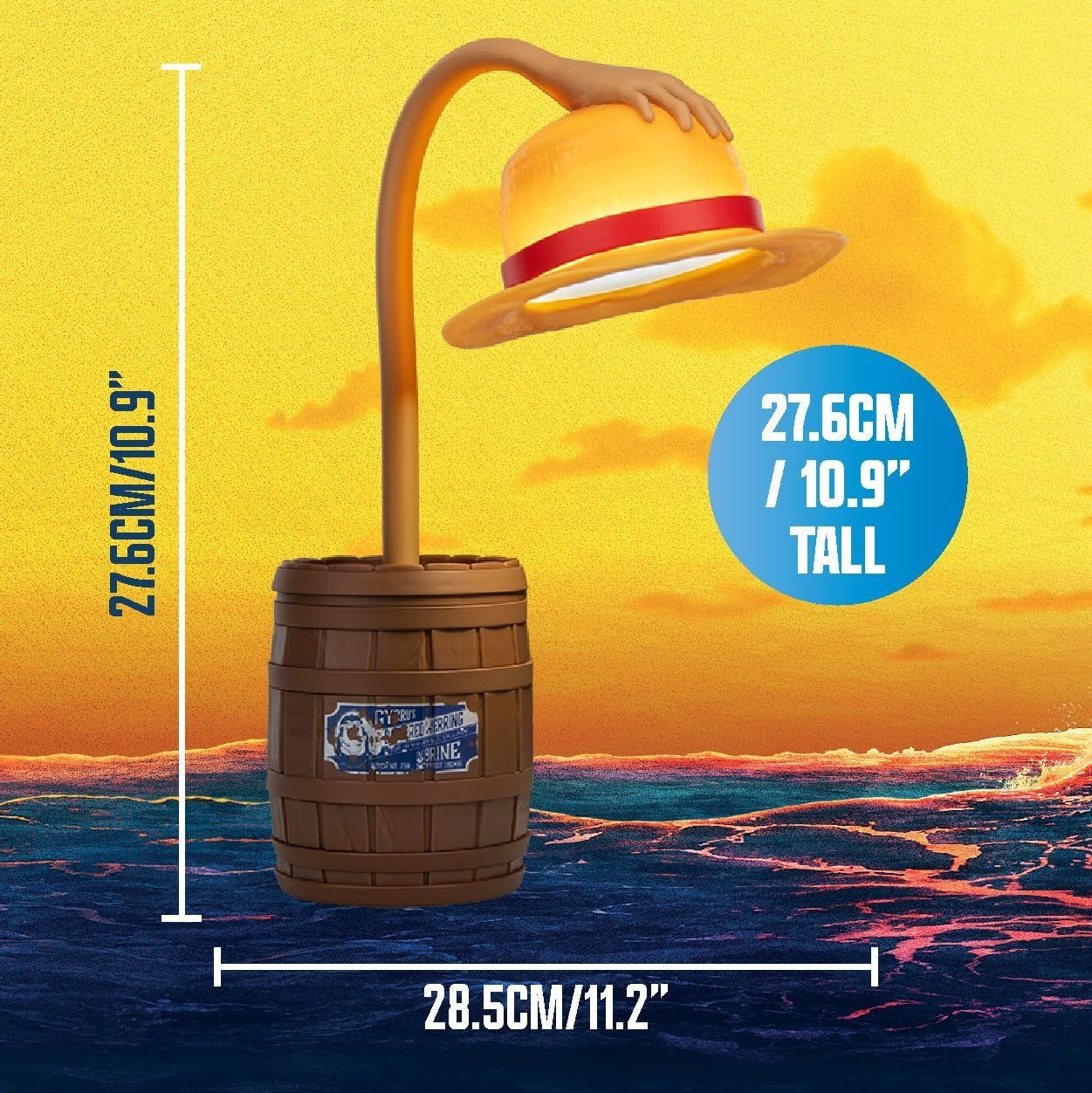 Paladone Dekolicht One-Piece Strohhut-Schreibtischlampe, LED fest integriert, biegbar, offiziell lizenziert, für Animefans – Bild 5 von 5