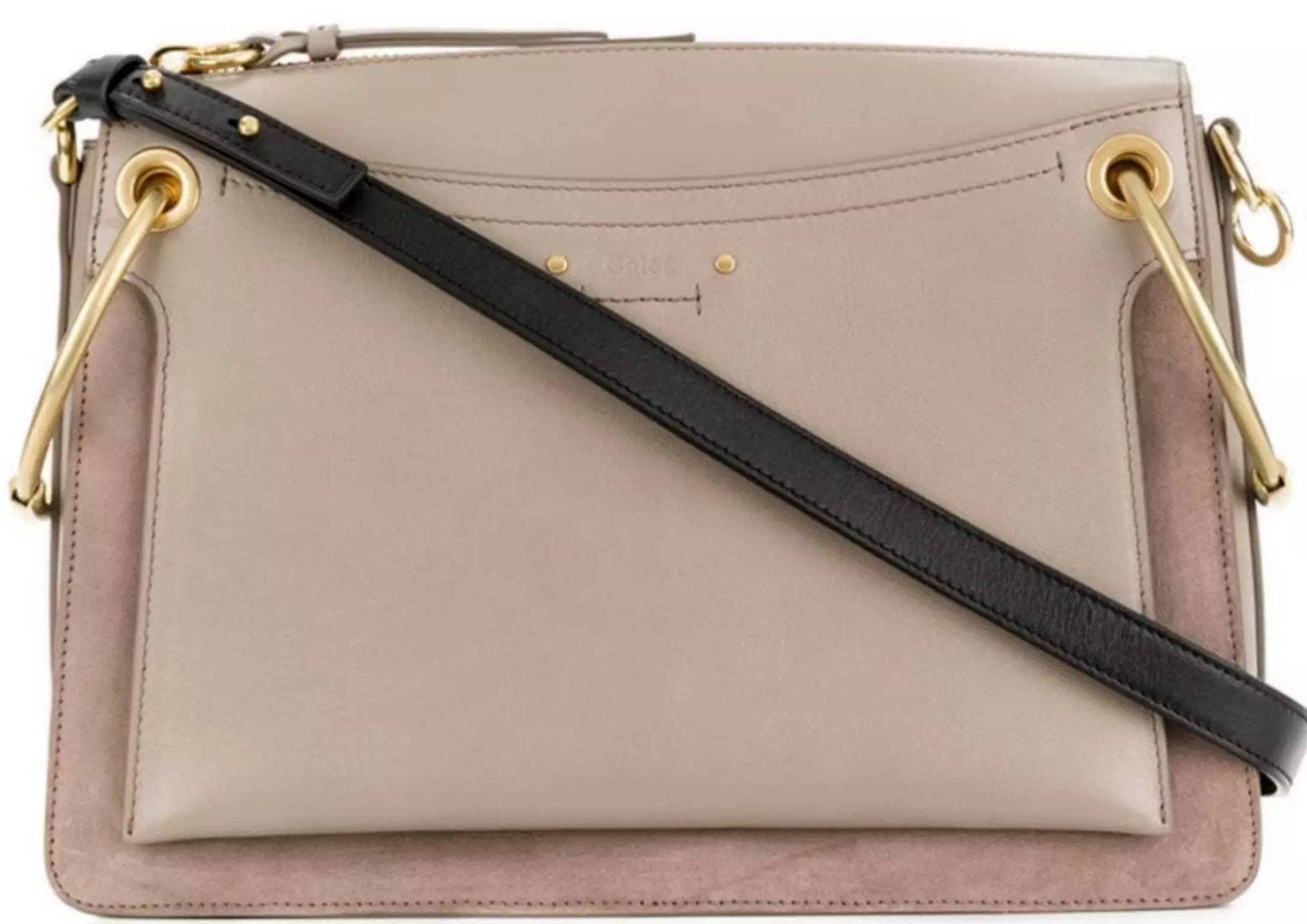 Chloé Schultertasche Medium Roy Tasche Crossbody Glatt & Veloursleder, Zwei abnehmbare Schulterriemen. Zwei Trageoptionen.