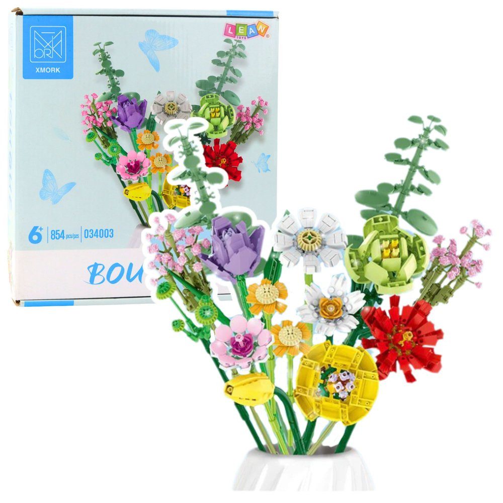 Wisam Bausteine Dekorativer Blumenstrauß aus bunten Blumen 854 Stk. Spielbausteine
