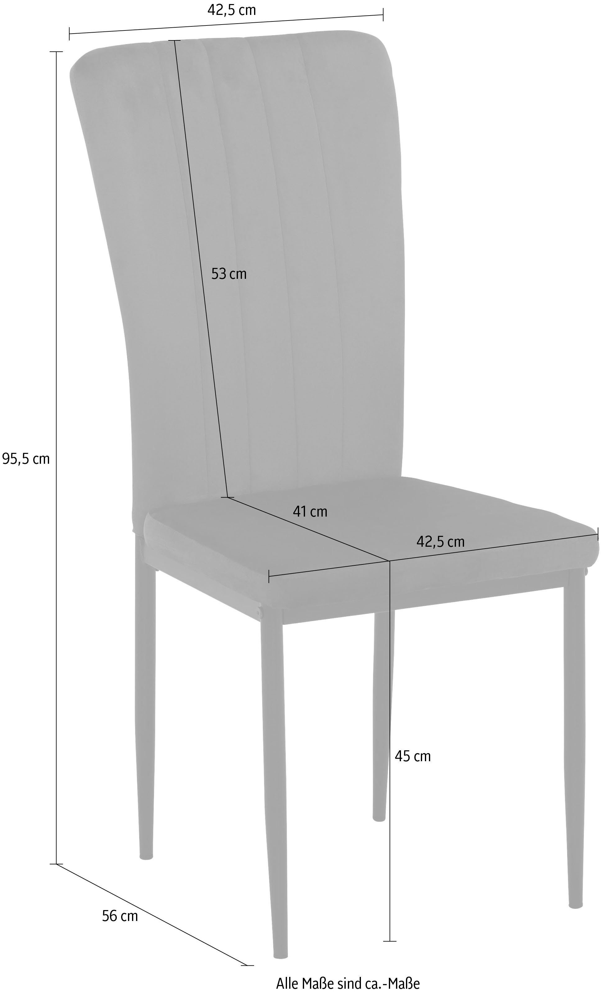 Home affaire Samt (Set, moderner creme 6-er | Bezug, Bergamo - creme Set Stoff Esszimmerstuhl praktischen im St), 6