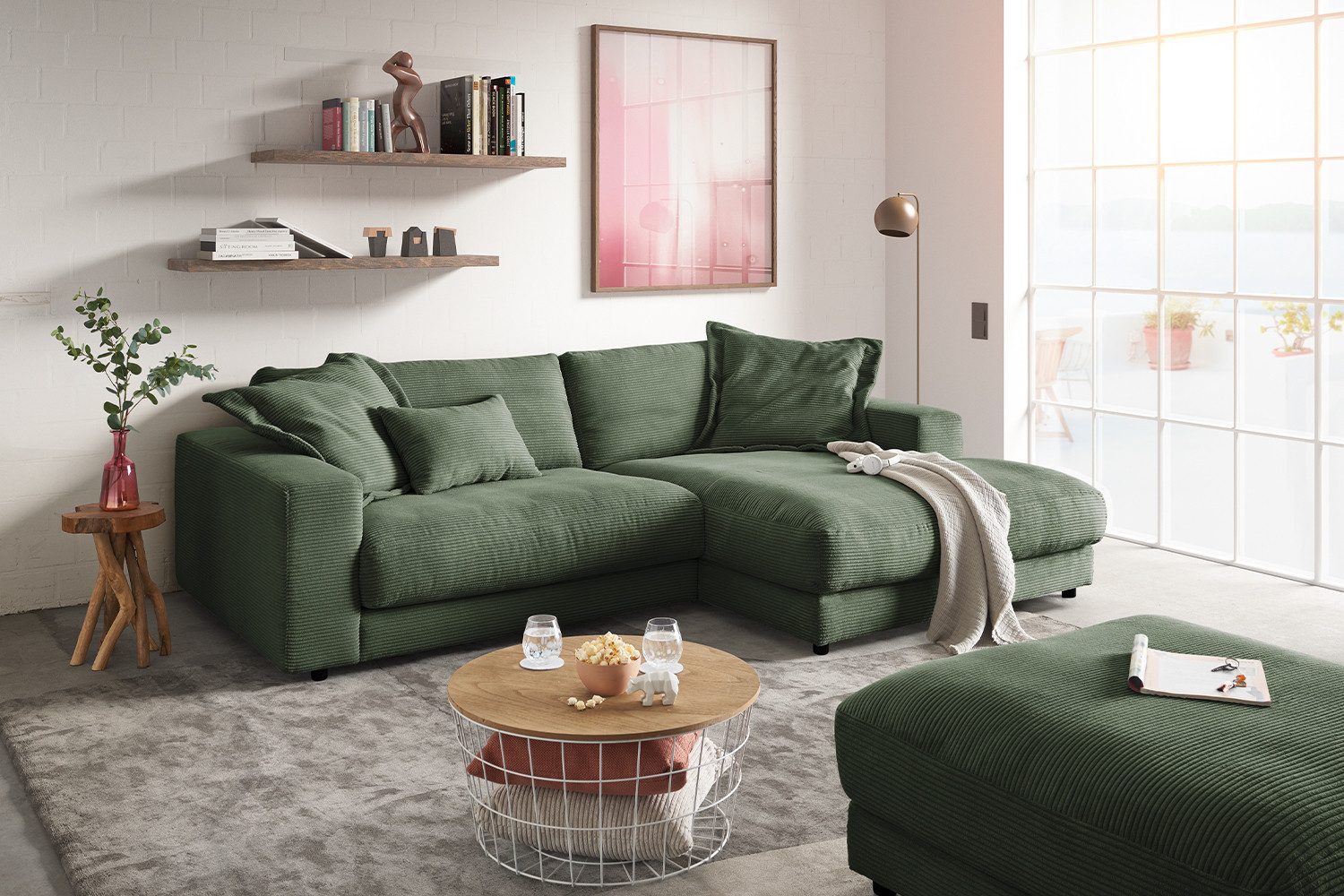 KAWOLA Ecksofa MADELINE, Sofa Cord Longchair günstig online kaufen