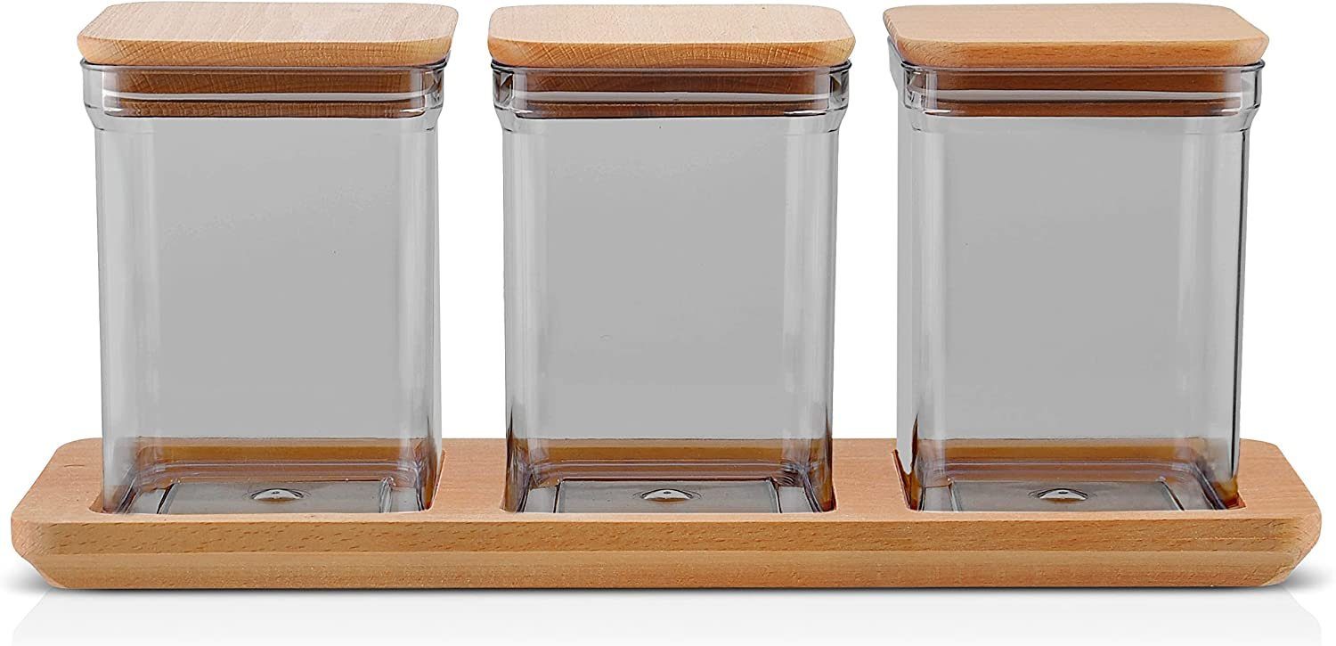 Zuckerdosen (Set, Deckel Eckige Transparent Anthrazit Kunststoff, Liter 3-tlg), Frischhaltedose, 1 Lashuma mit