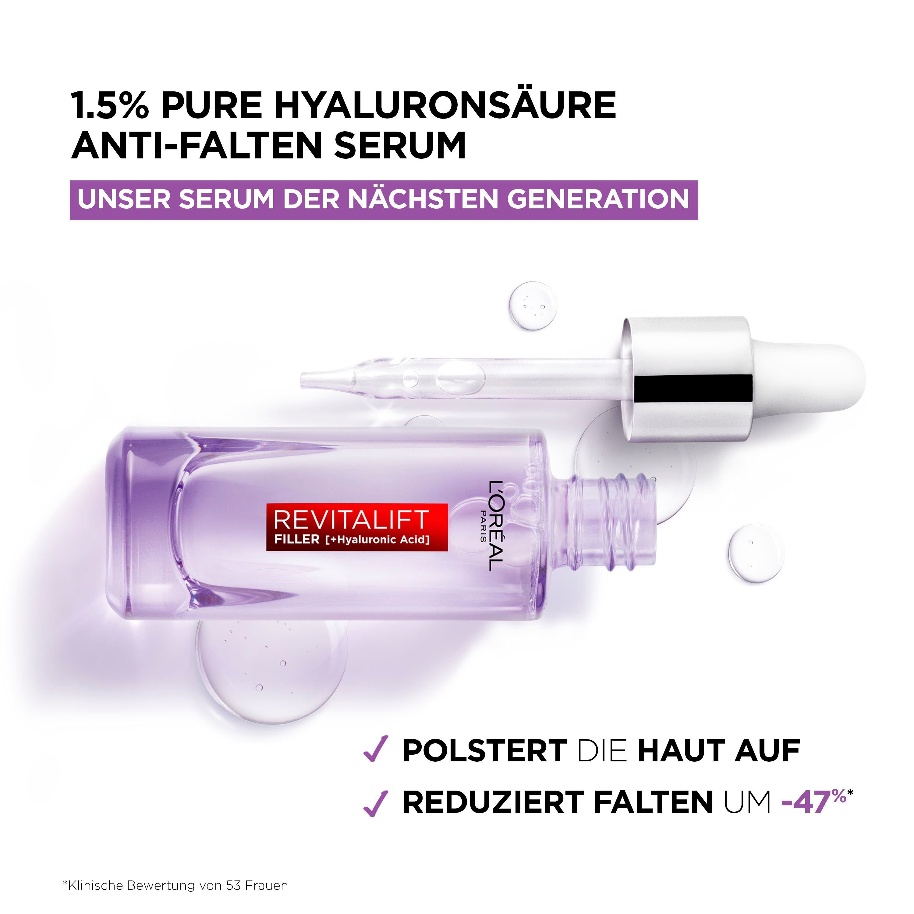 L'ORÉAL PARIS Gesichtsserum Revitalift Filler Anti-Falten Serum, mit Hyaluron