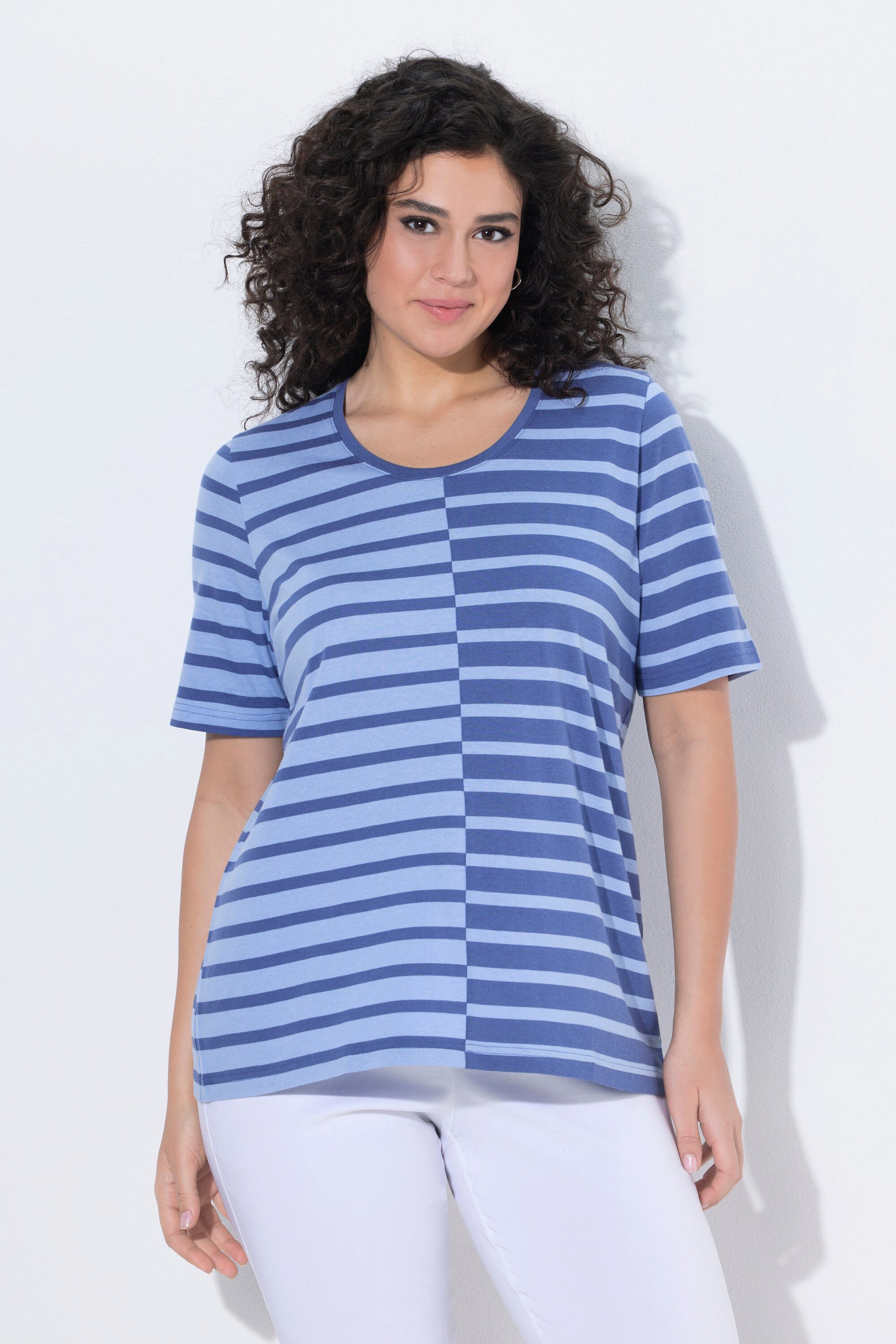 T-Shirt T-Shirt Streifen Classic Rundhals Halbarm Modalmix
