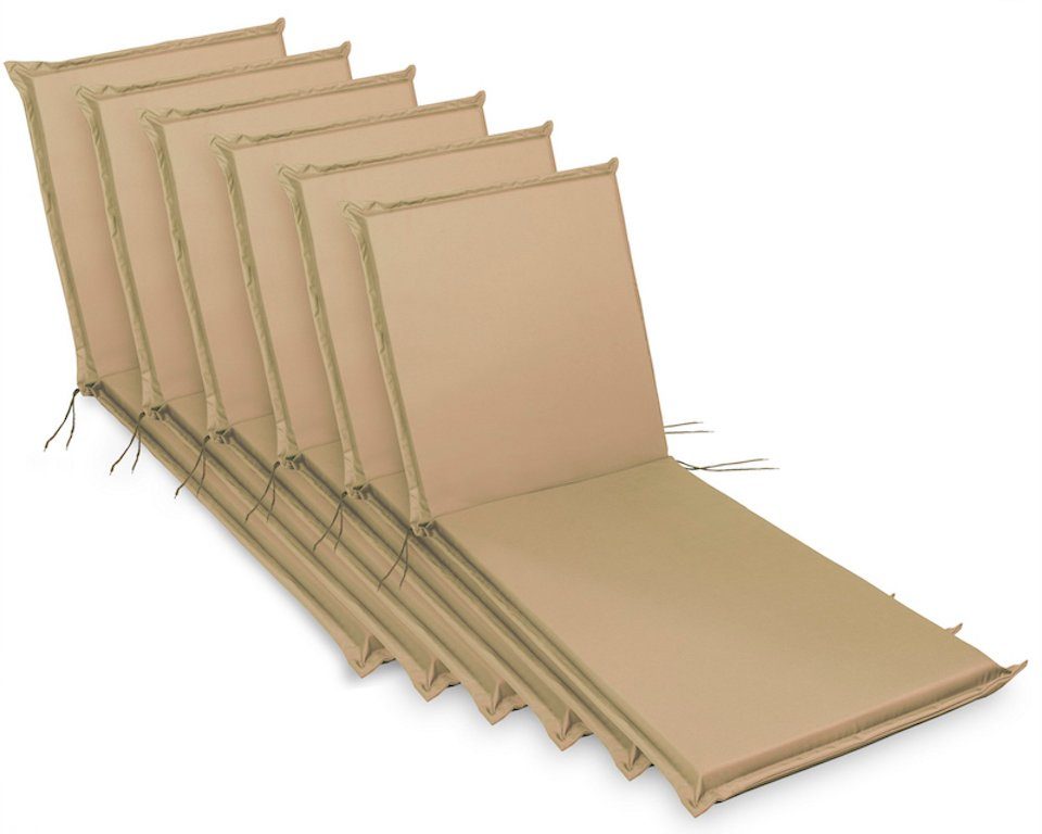 sunnypillow Liegenauflage 190 x 60 cm, 6 Stück Beige