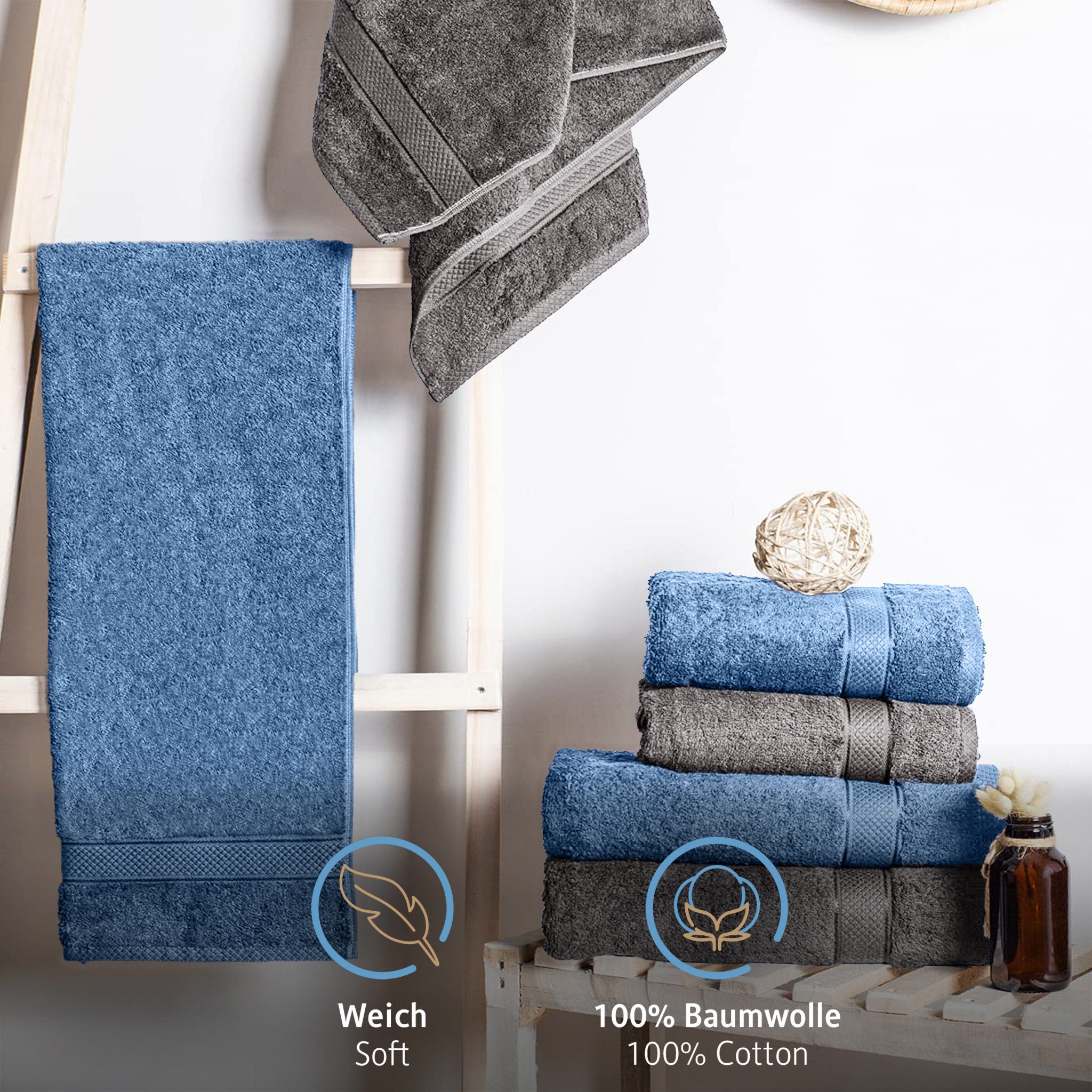 Komfortec Handtuch Set 100% Baumwolle, 2er günstig online kaufen