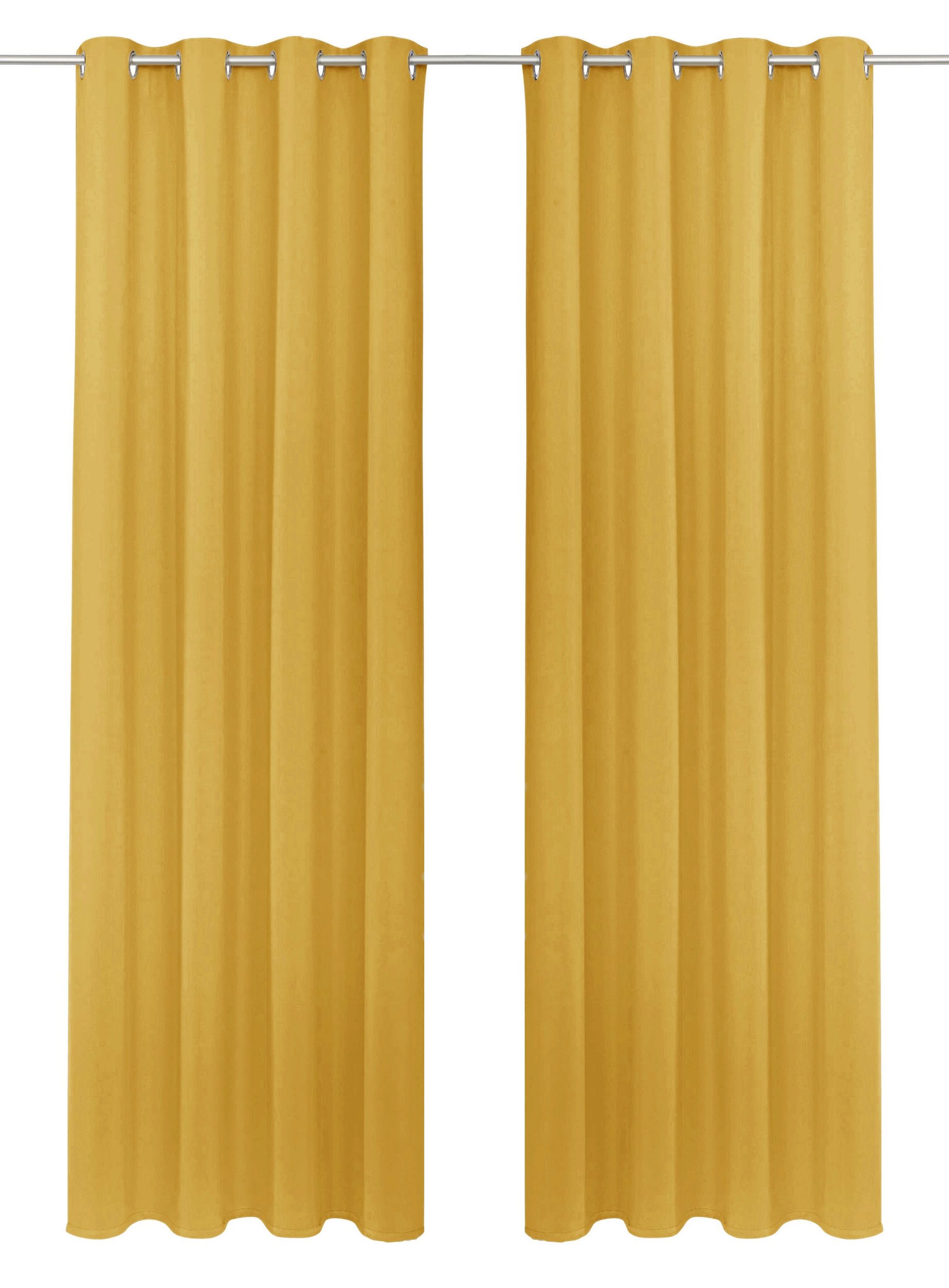 my home Gardine SOLA, Ösen (1 St), verdunkelnd, Polyester, Schal einfarbig, Verdunkelung, Überbreite. 1er/2er Set Gardinen