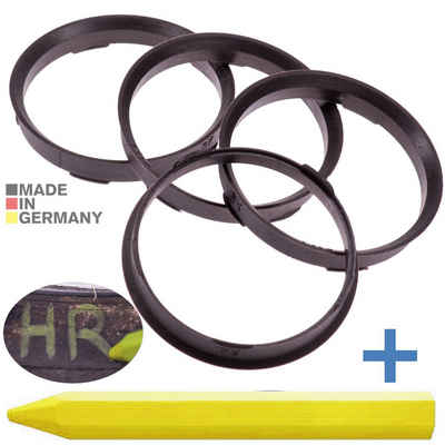 RKC Reifenstift 4X Zentrierringe Dunkelbraun Felgen Ringe + 1x Reifen Kreide, Maße: 67,0 x 63,4 mm