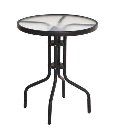 Spetebo Beistelltisch 2.04 Metall Glastisch rund in schwarz - Ø 60 cm (Inhalt, 1-St., Tisch mit Glasplatte), 4 rutschfeste Füße, Belastbarkeit: ca. 75 Kg, witterungsbeständig